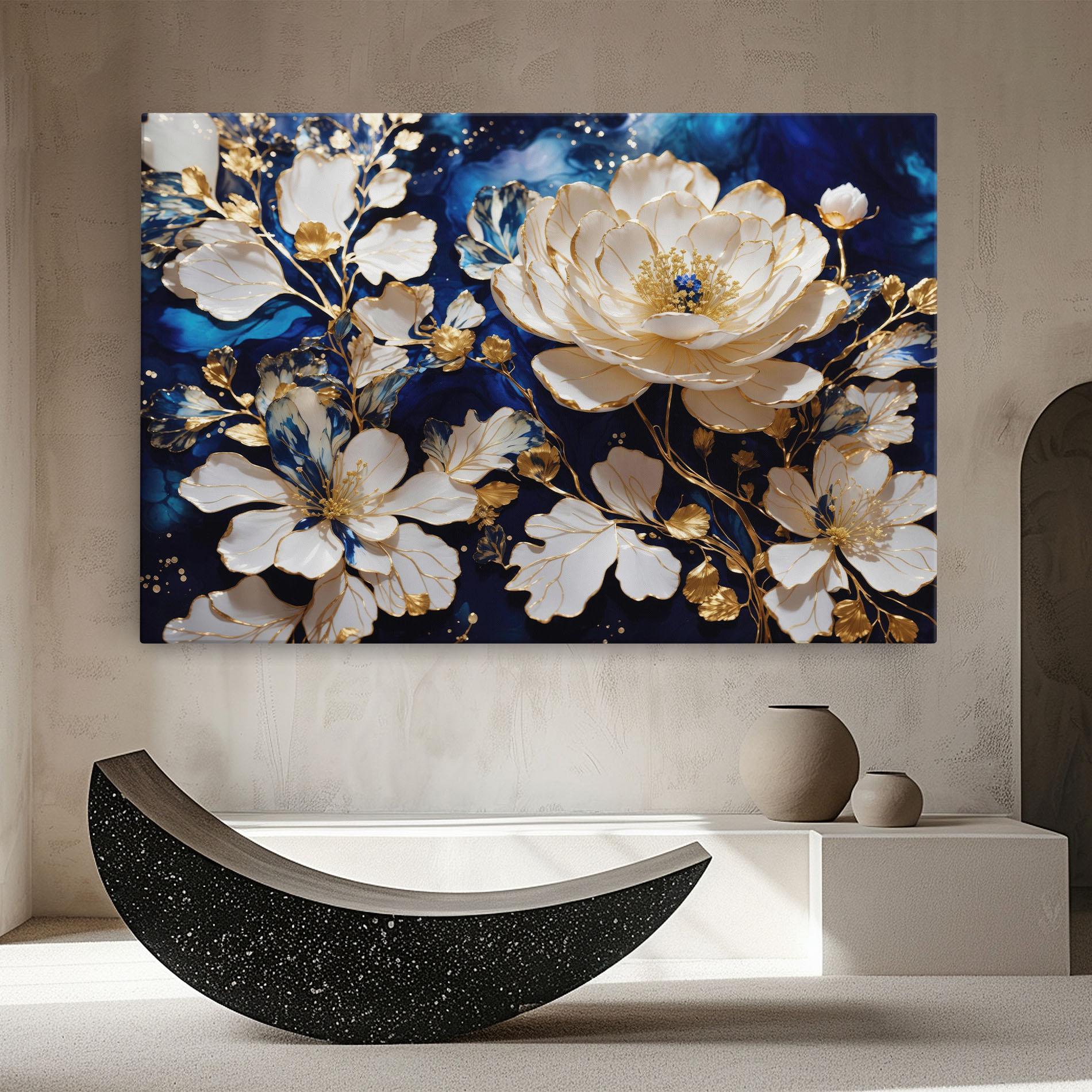 Leinwandbild Beautiful Golden White Rose mockup 8