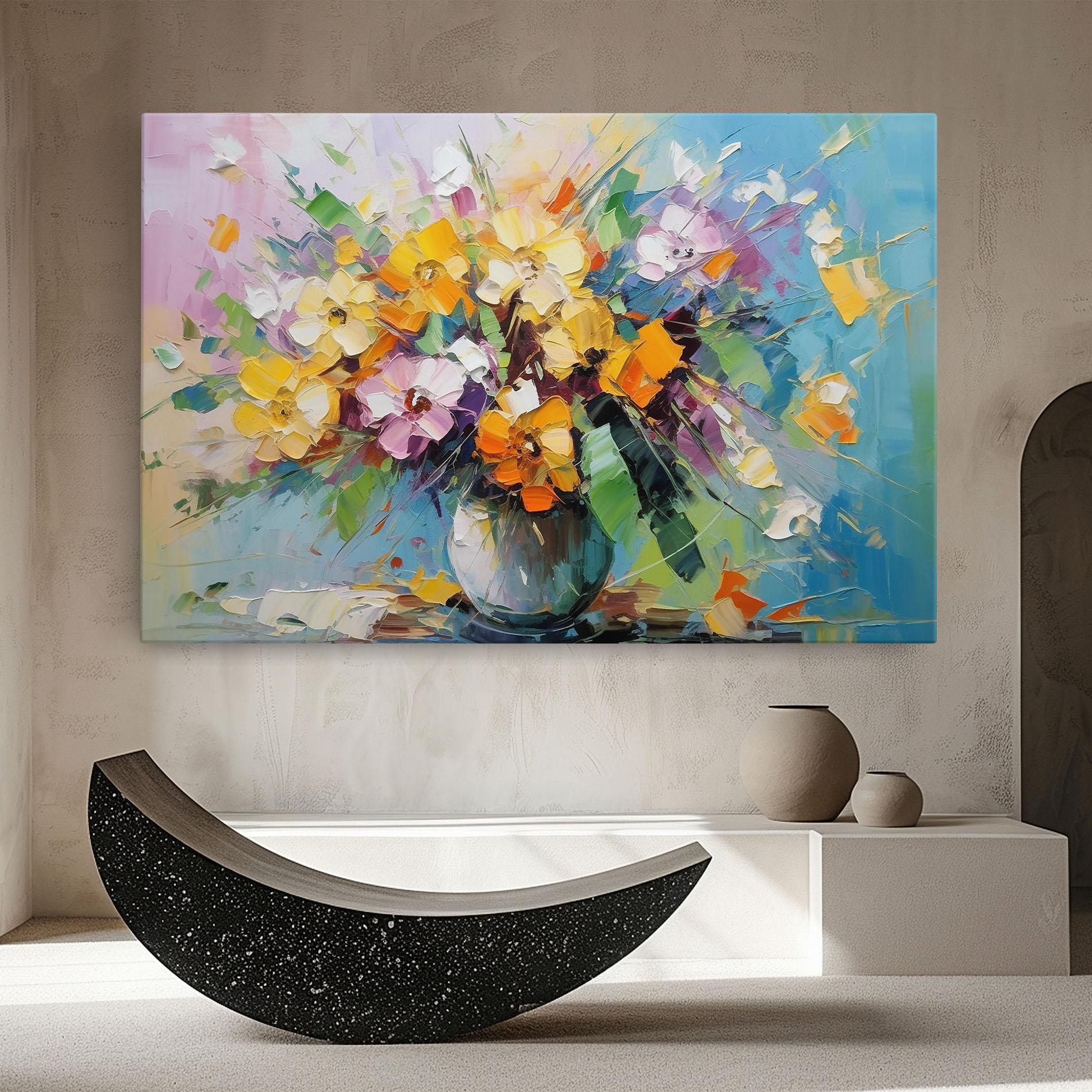 Leinwandbild Colorfull Flowers Painting mockup 8