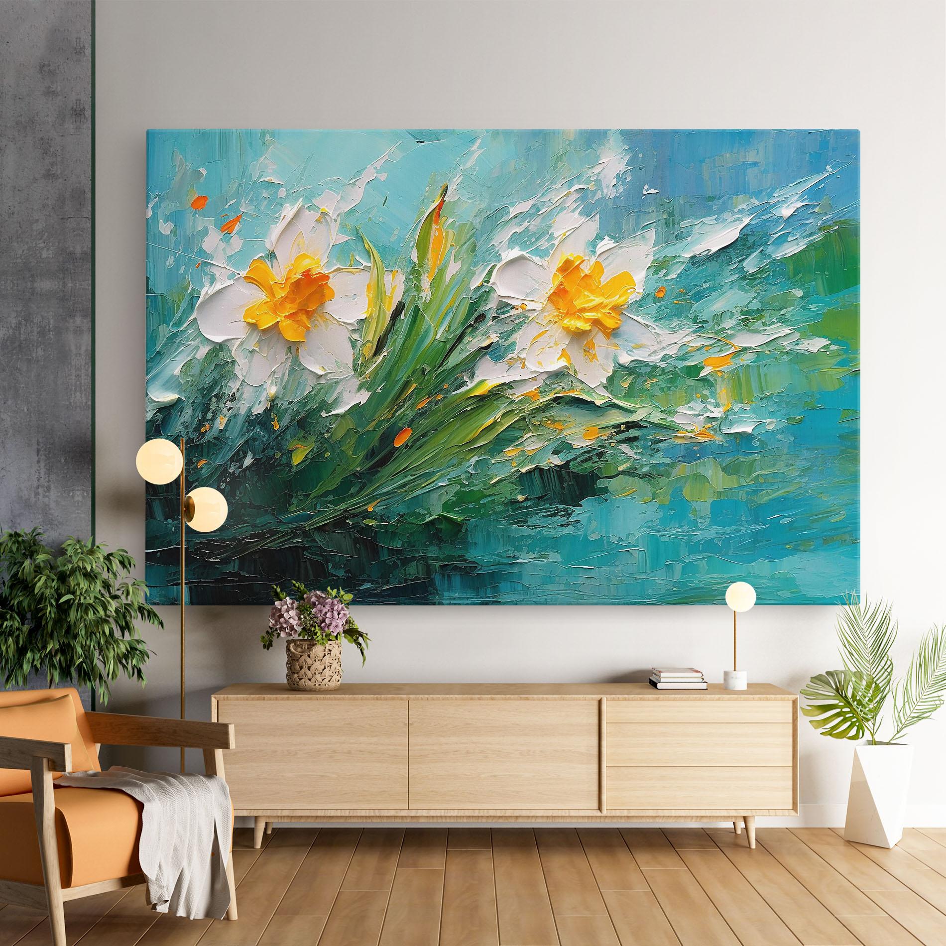 Leinwandbild Abstract Flower Painting mockup 9