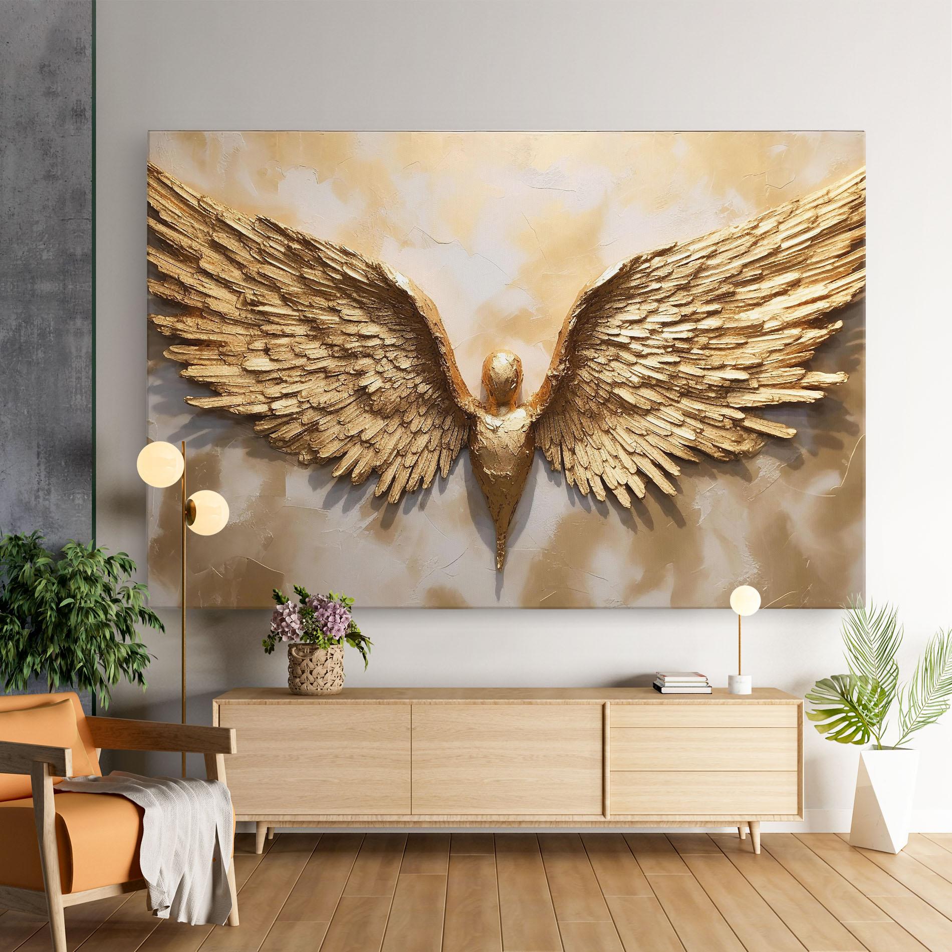 Leinwandbild Beautiful Gold Wings mockup 9