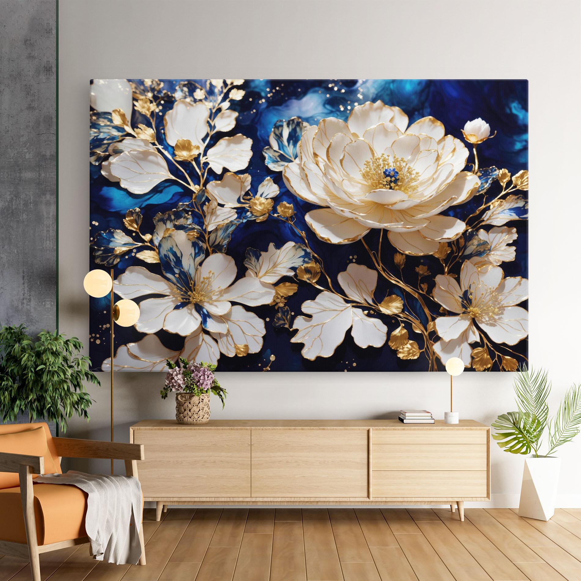 Leinwandbild Beautiful Golden White Rose mockup 9