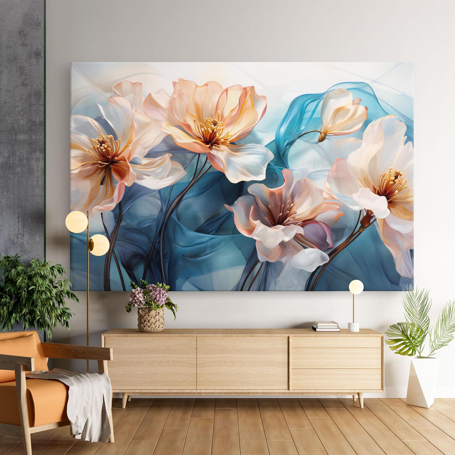 Leinwandbild Pink Flowers Floating mockup 9