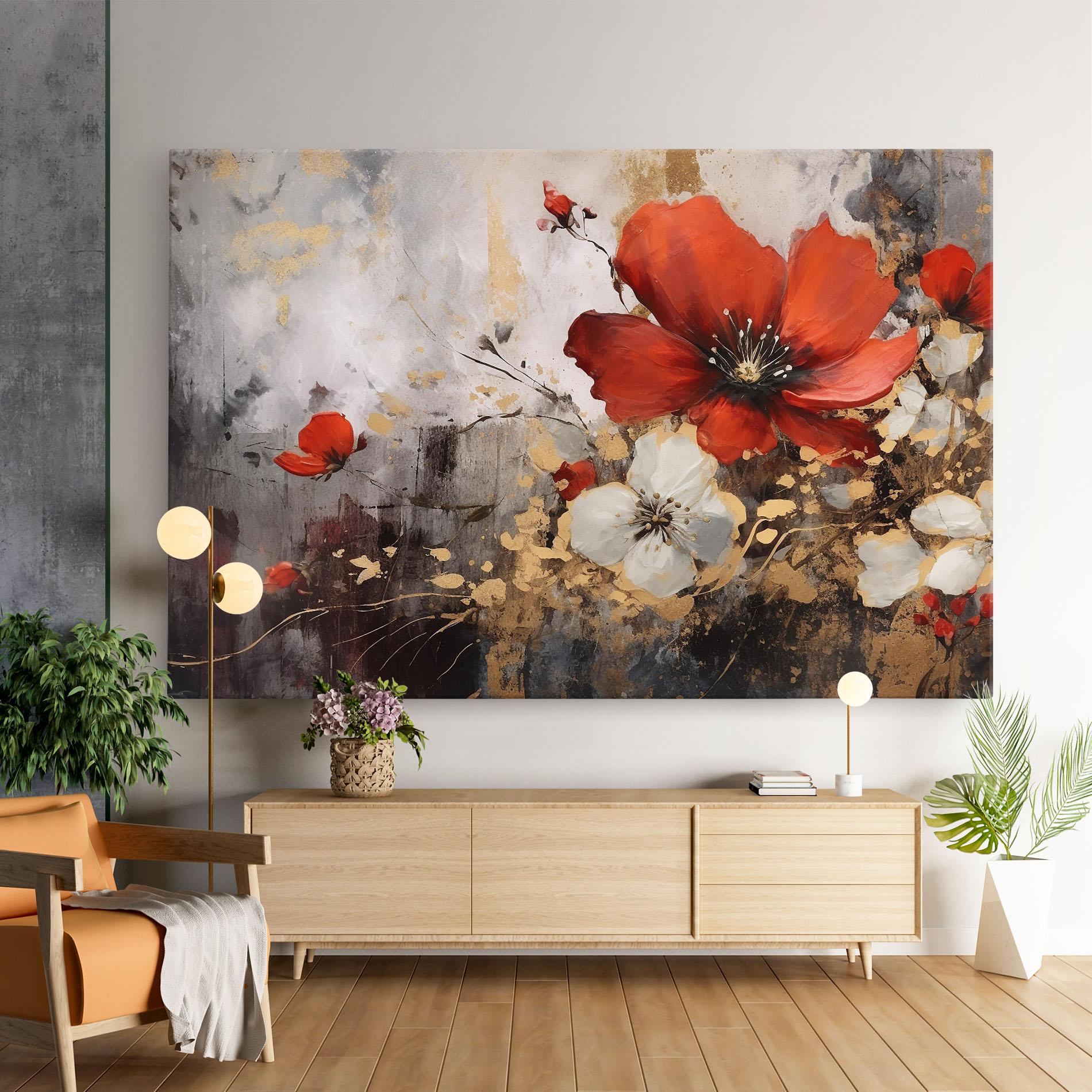 Leinwandbild Red Poppy Painting mockup 9