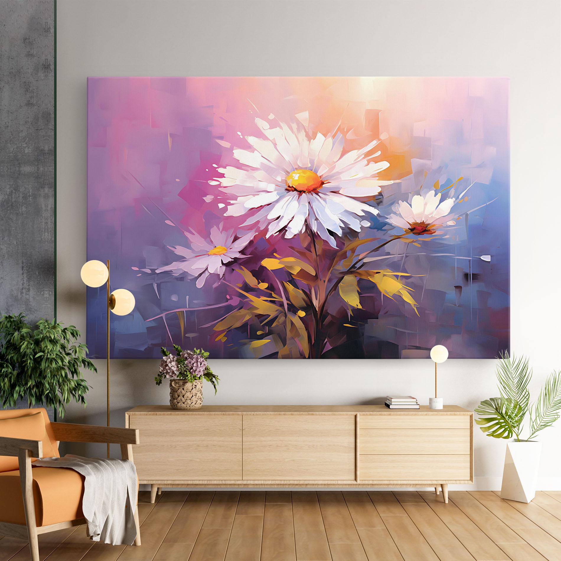 Leinwandbild White Flower On Purple mockup 9