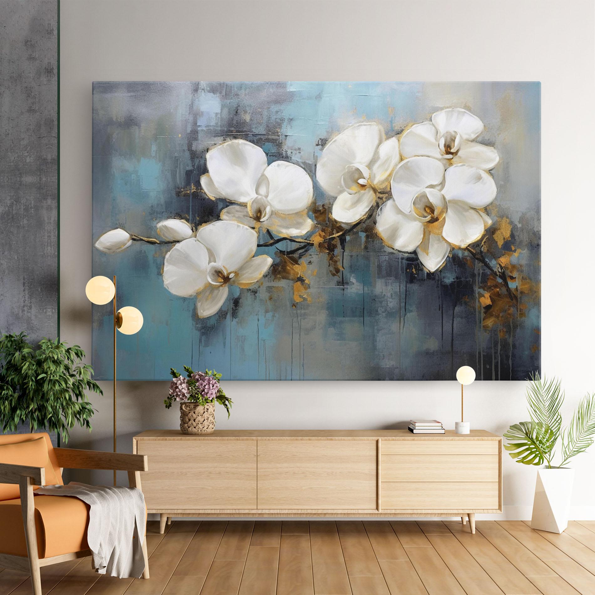 Leinwandbild White Orchids Painting mockup 9