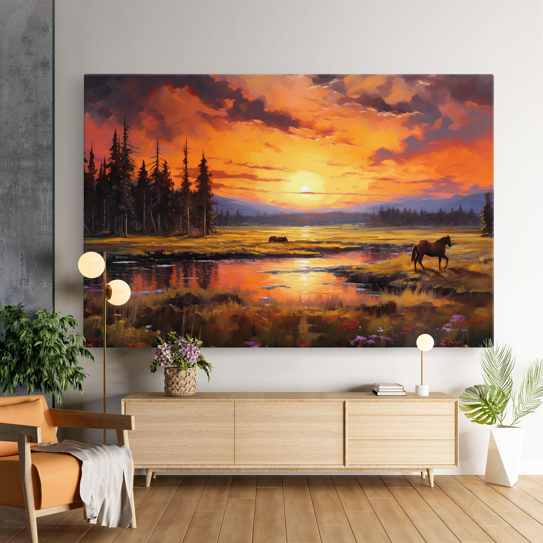 Leinwandbild Wild Horses Painting mockup 9