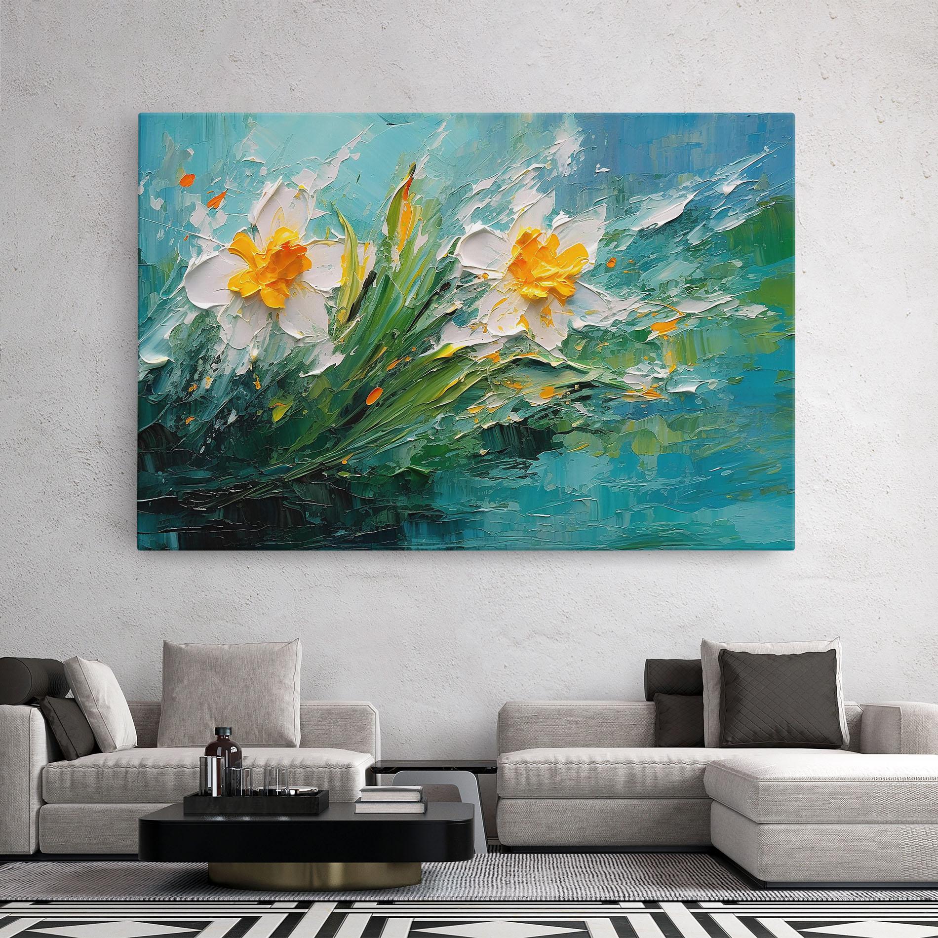 Leinwandbild Abstract Flower Painting mockup 2