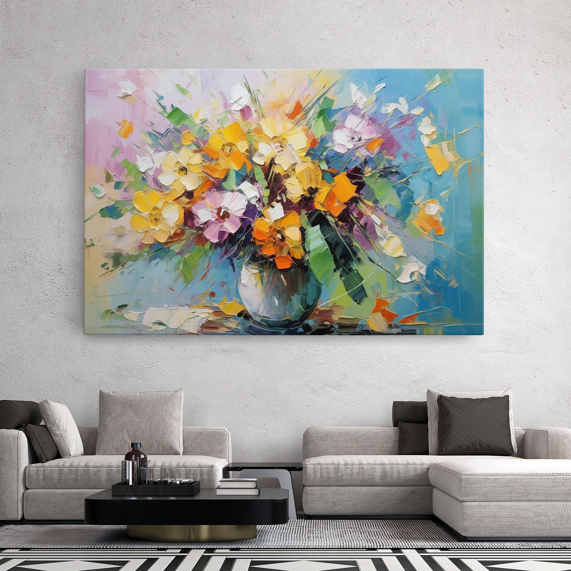 Leinwandbild Colorfull Flowers Painting mockup 2