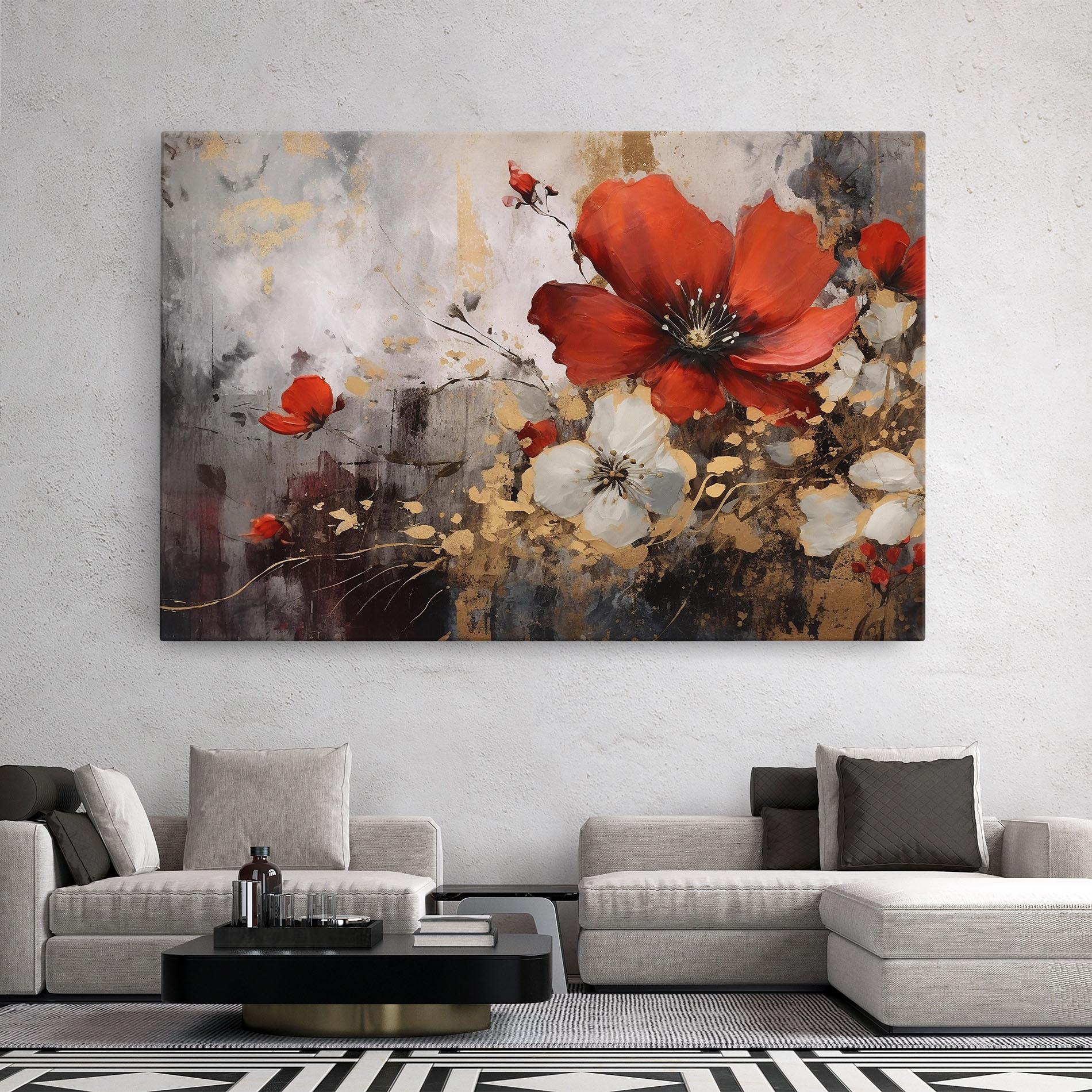 Leinwandbild Red Poppy Painting mockup 2