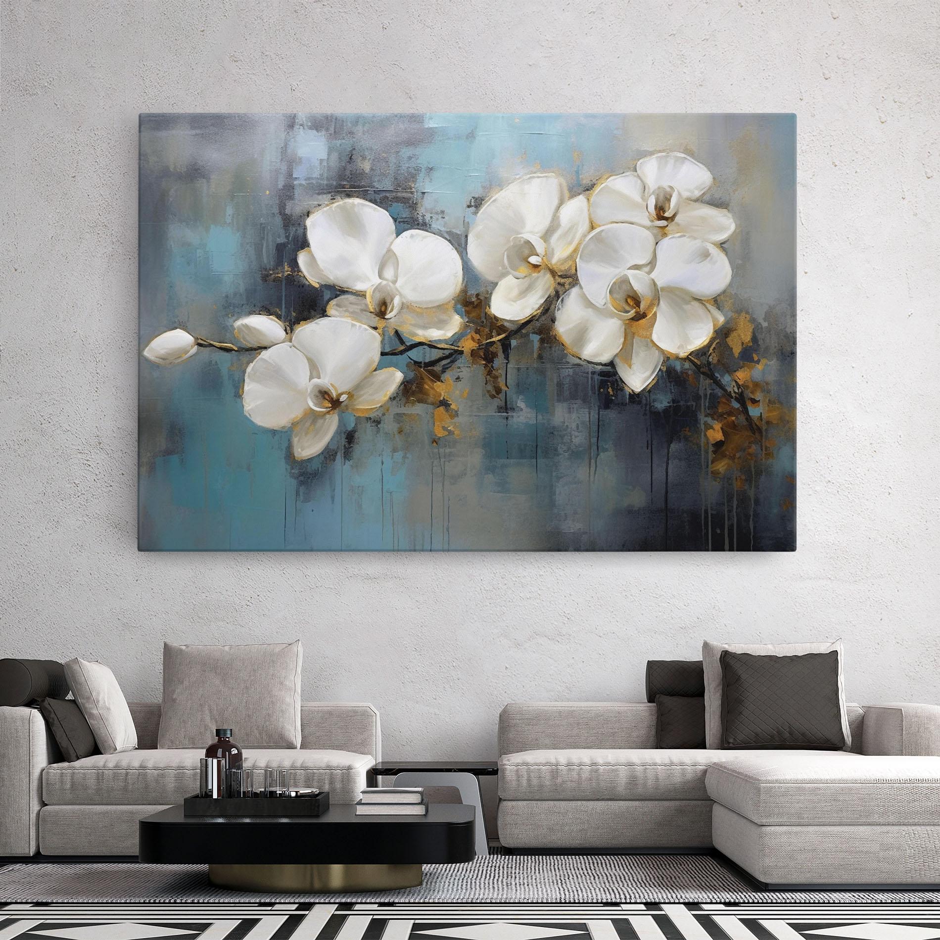 Leinwandbild White Orchids Painting mockup 2