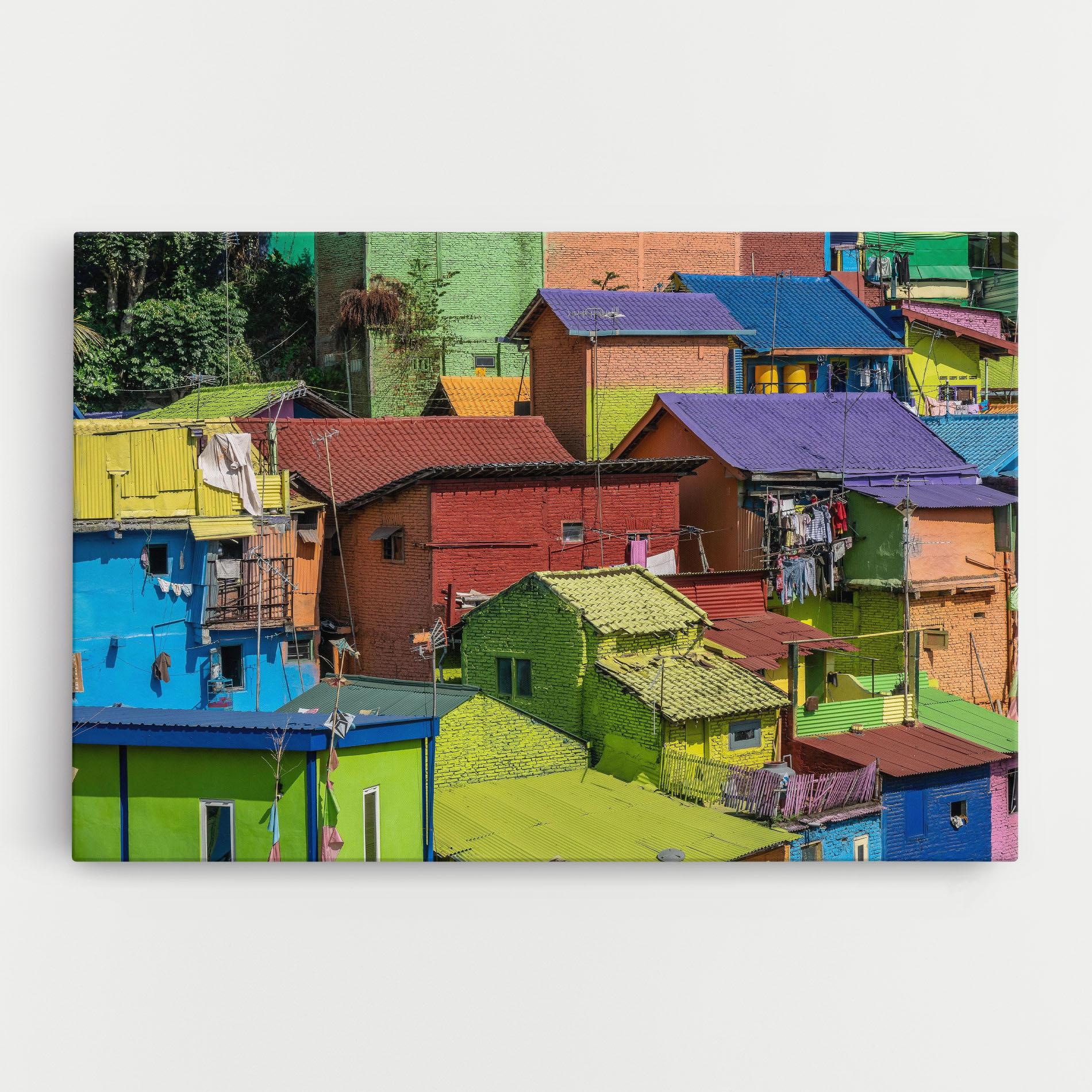 Leinwandbild Colorful Small Houses mockup 0