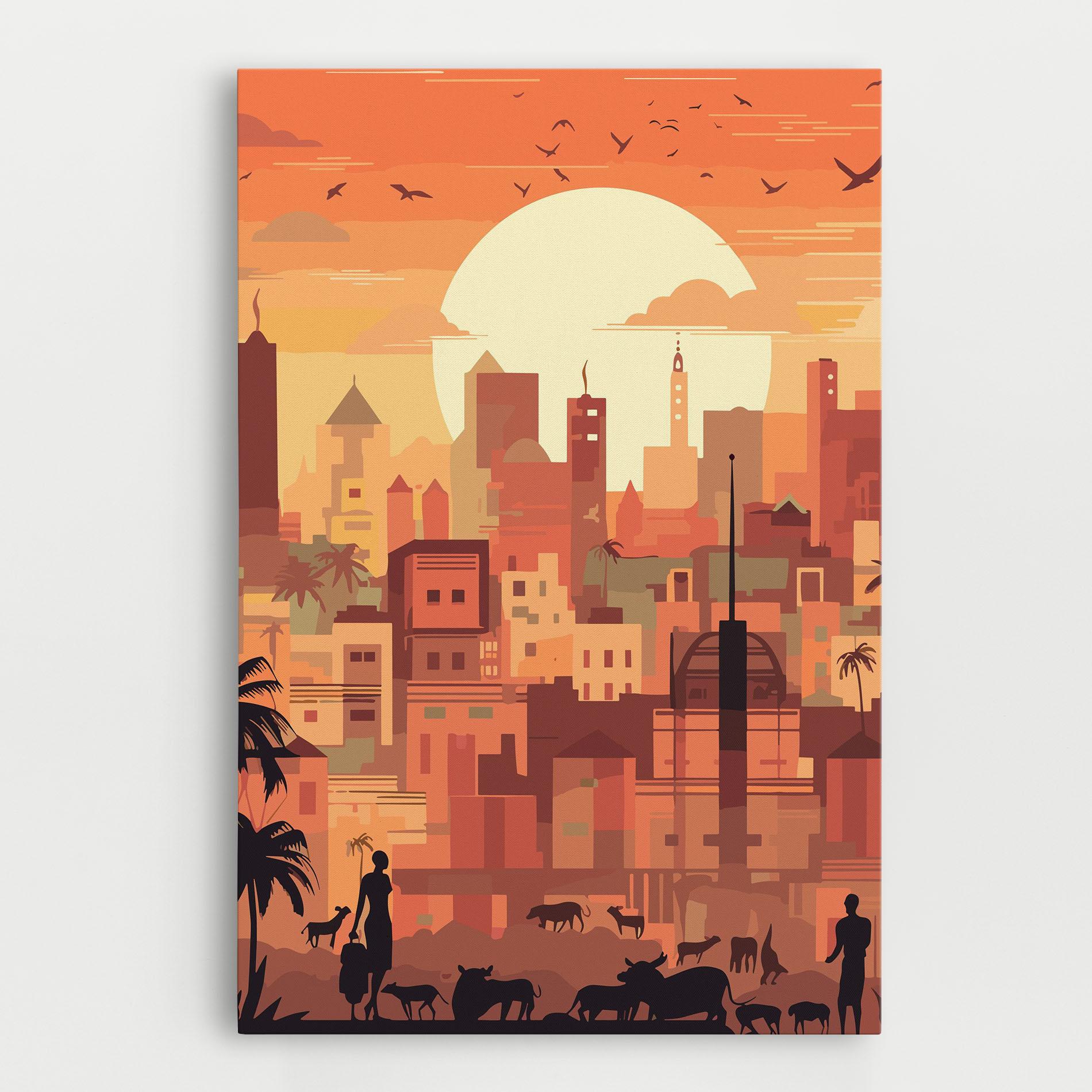 Leinwandbild Africa City Sunset mockup 0