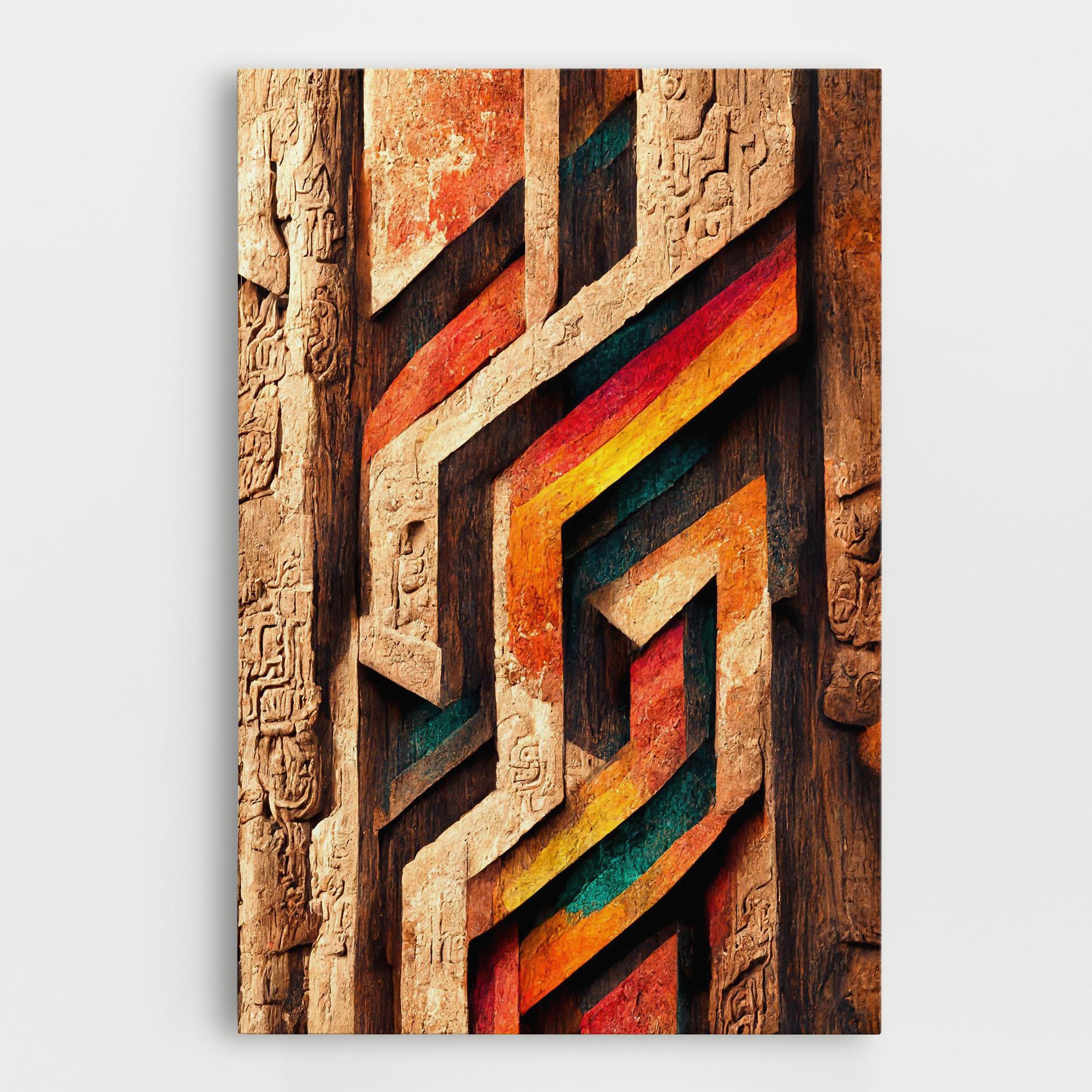 Leinwandbild Mayan Style Wood mockup 0