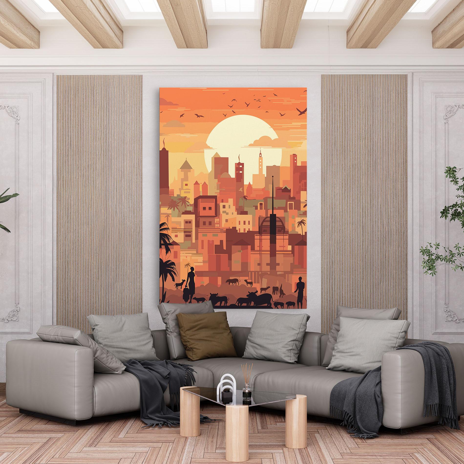 Leinwandbild Africa City Sunset mockup 6
