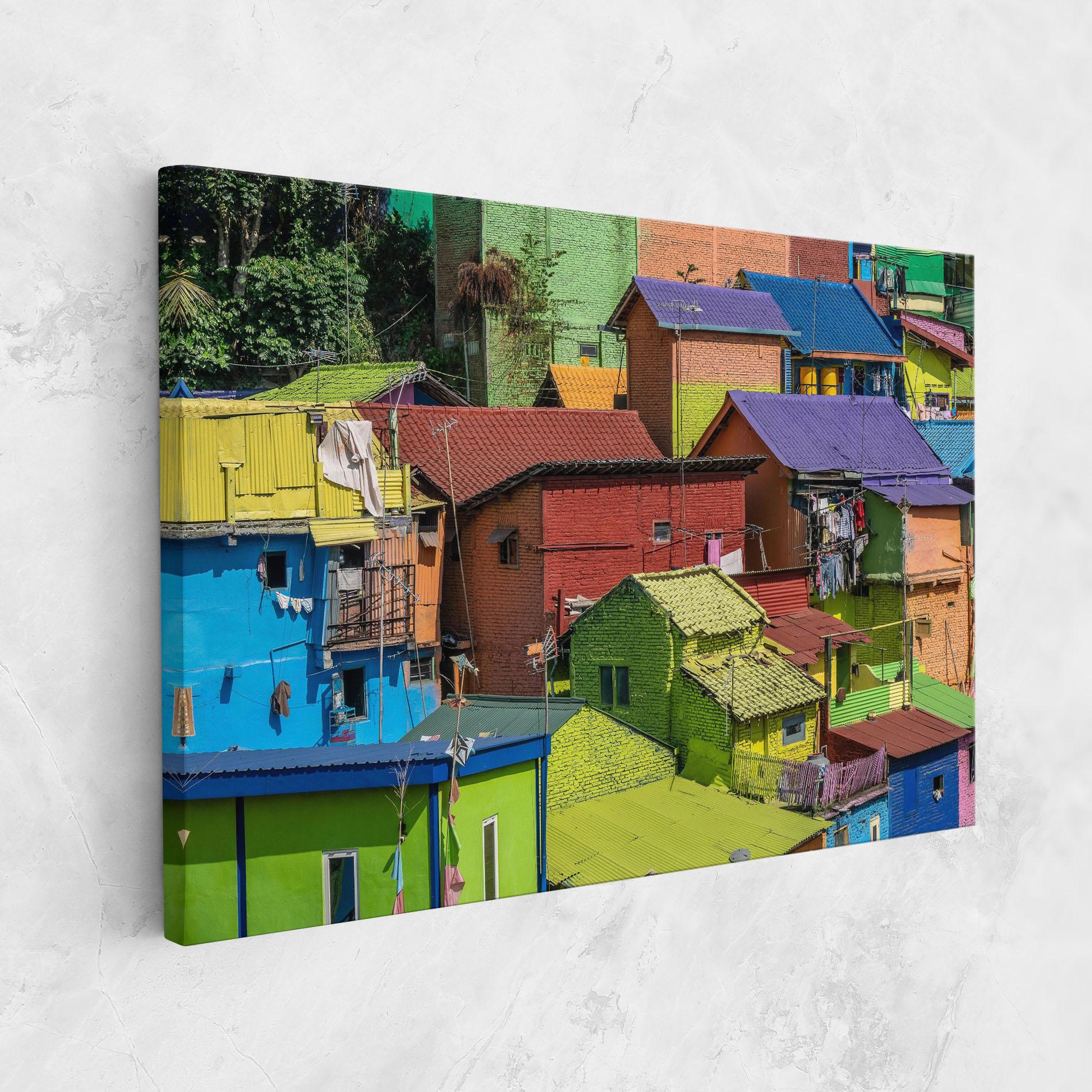 Leinwandbild Colorful Small Houses mockup 1