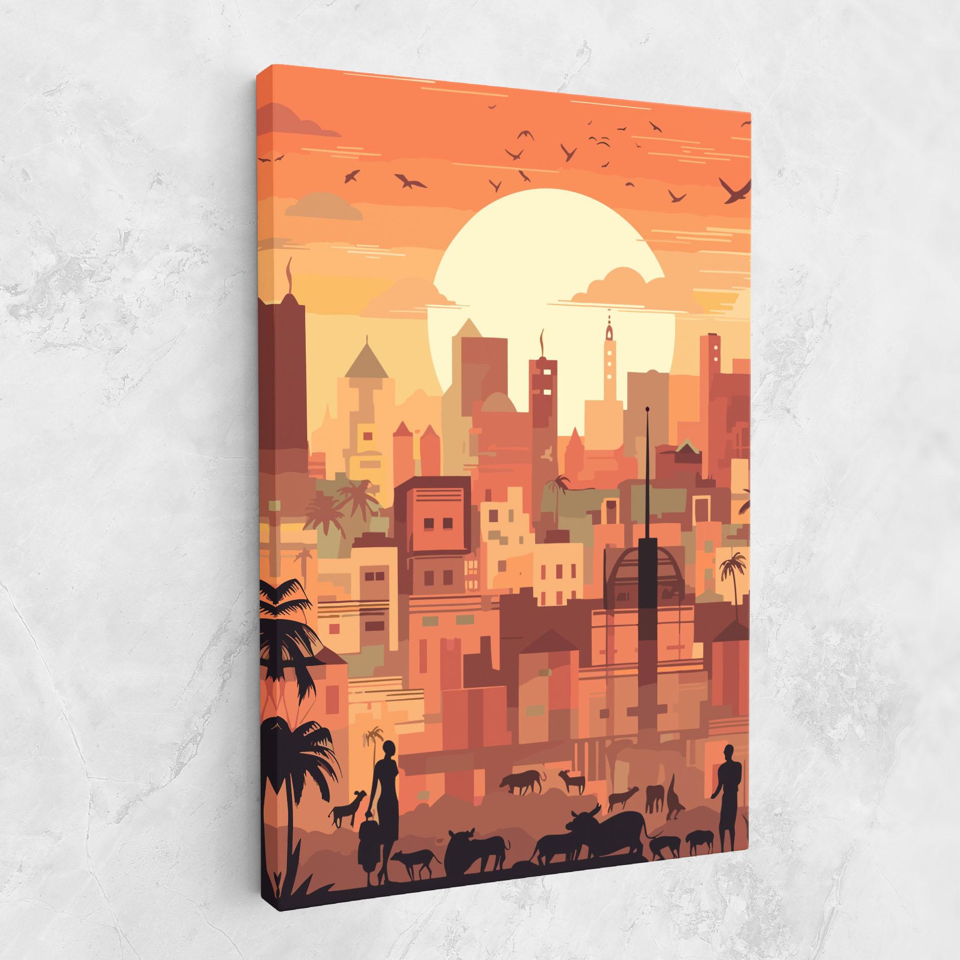 Leinwandbild Africa City Sunset mockup 1