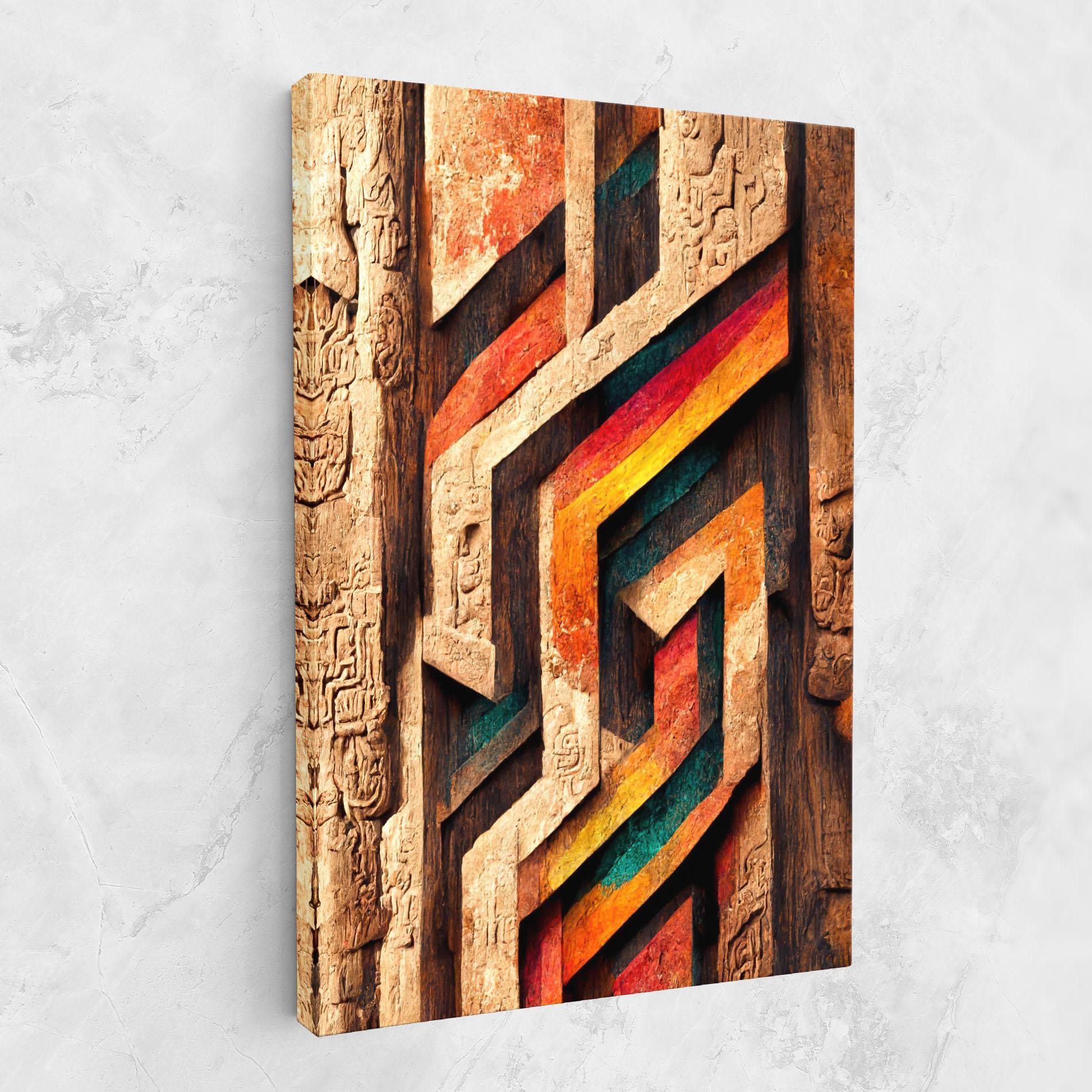 Leinwandbild Mayan Style Wood mockup 1
