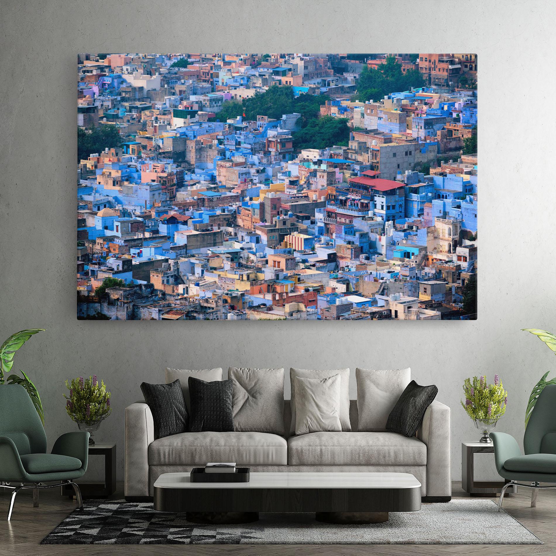 Leinwandbild Blue City India mockup 7