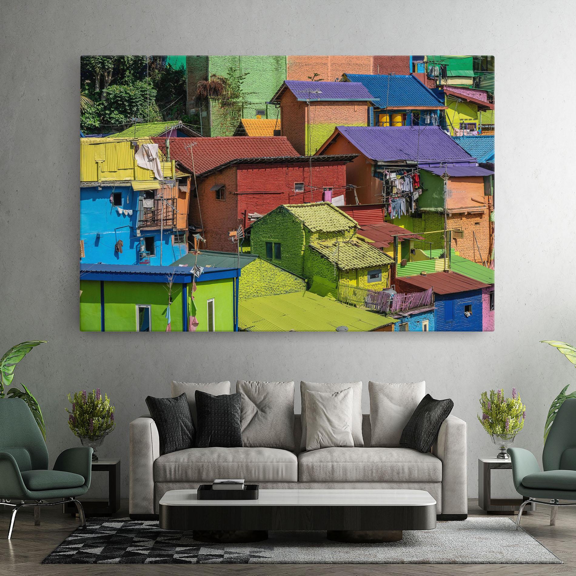 Leinwandbild Colorful Small Houses mockup 7