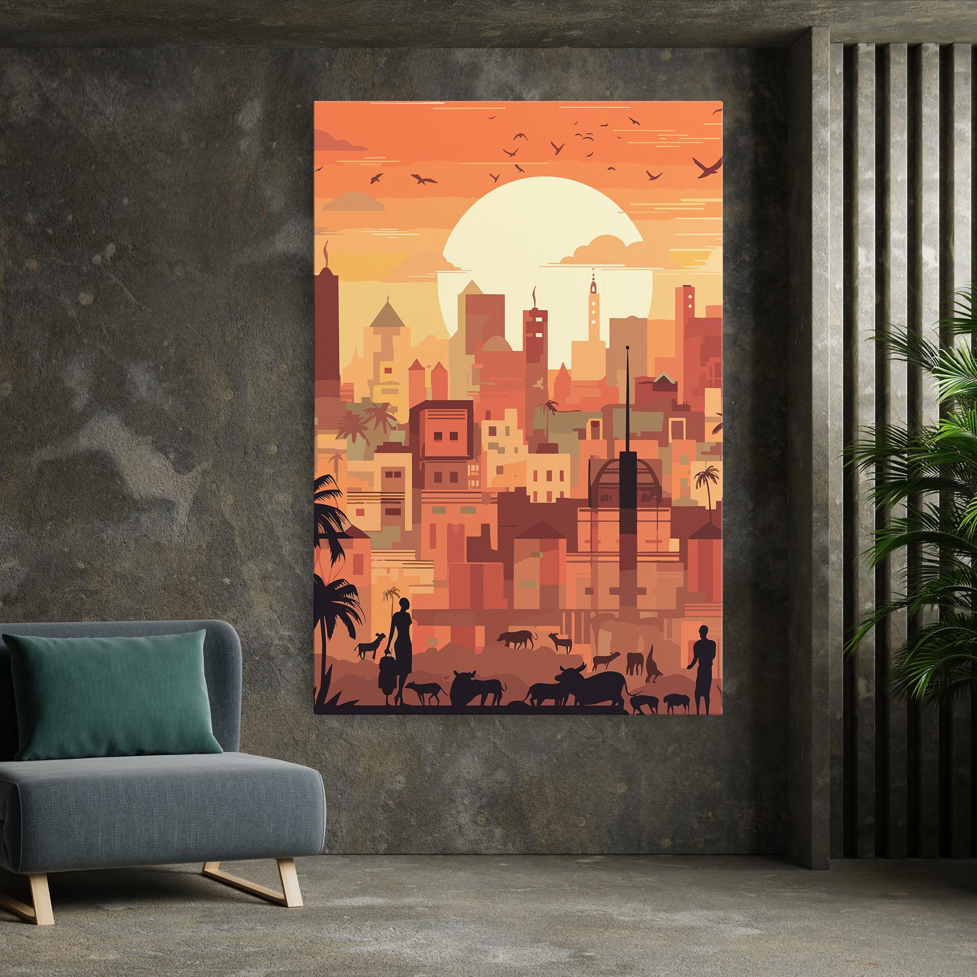 Leinwandbild Africa City Sunset mockup 7