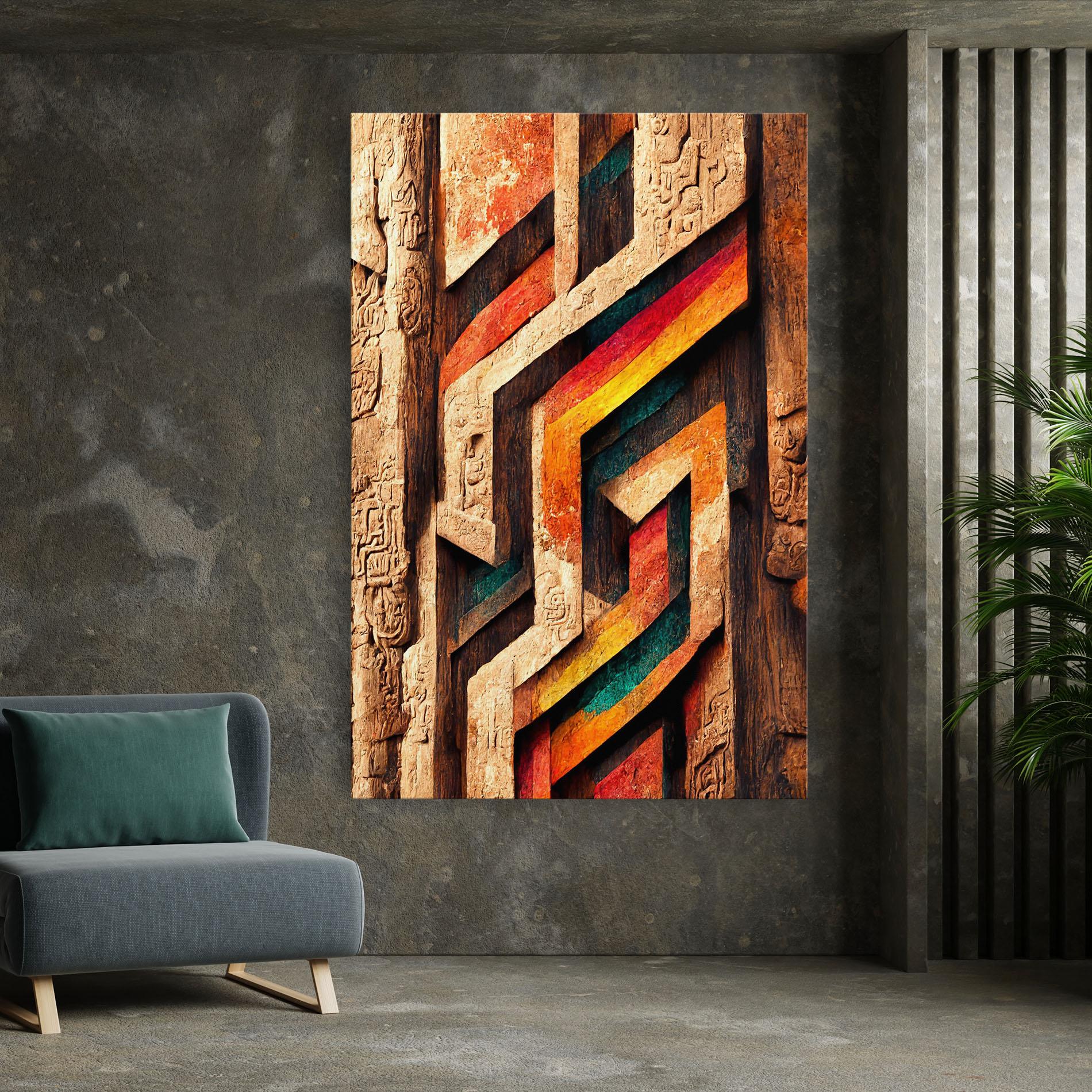 Leinwandbild Mayan Style Wood mockup 7