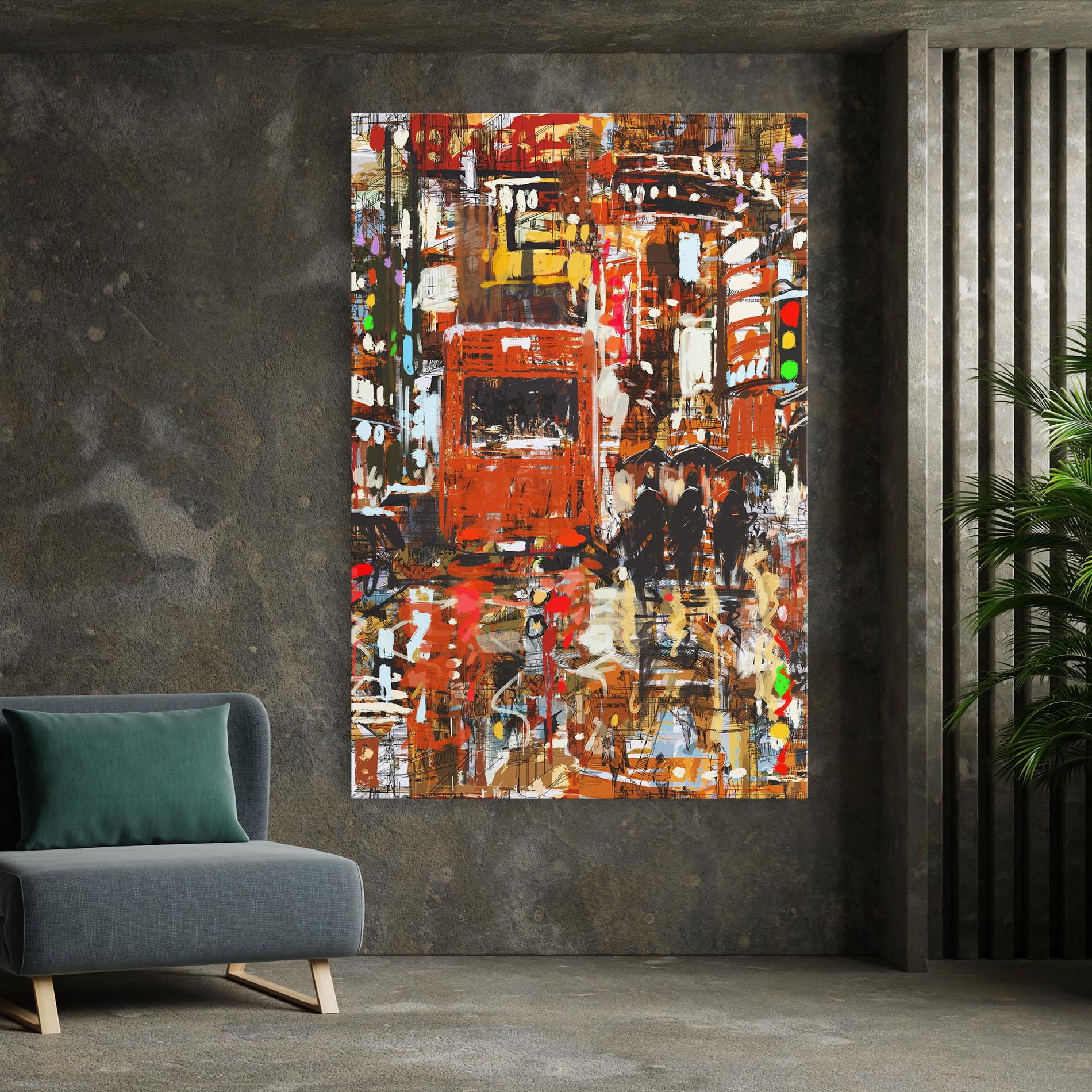 Leinwandbild Seamless Colorful City mockup 7