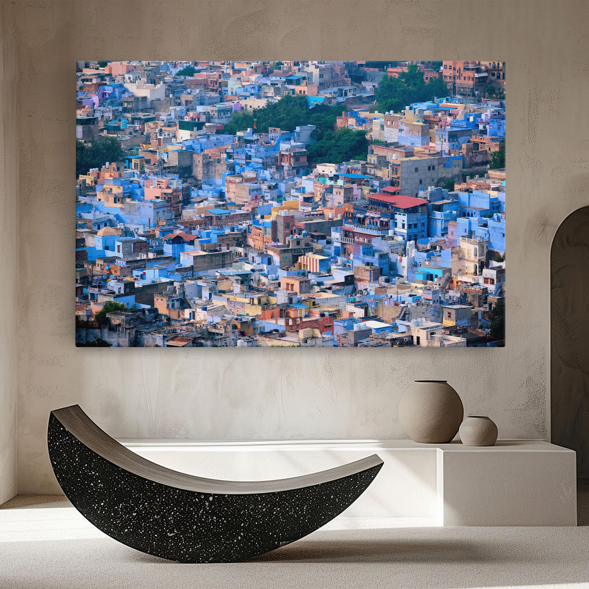 Leinwandbild Blue City India mockup 8