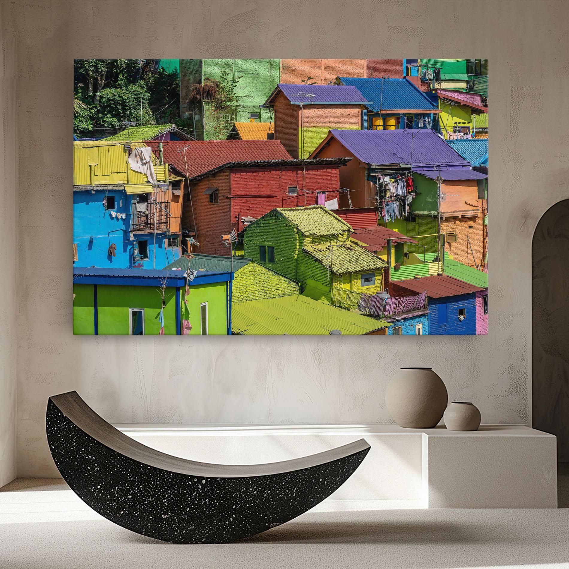 Leinwandbild Colorful Small Houses mockup 8