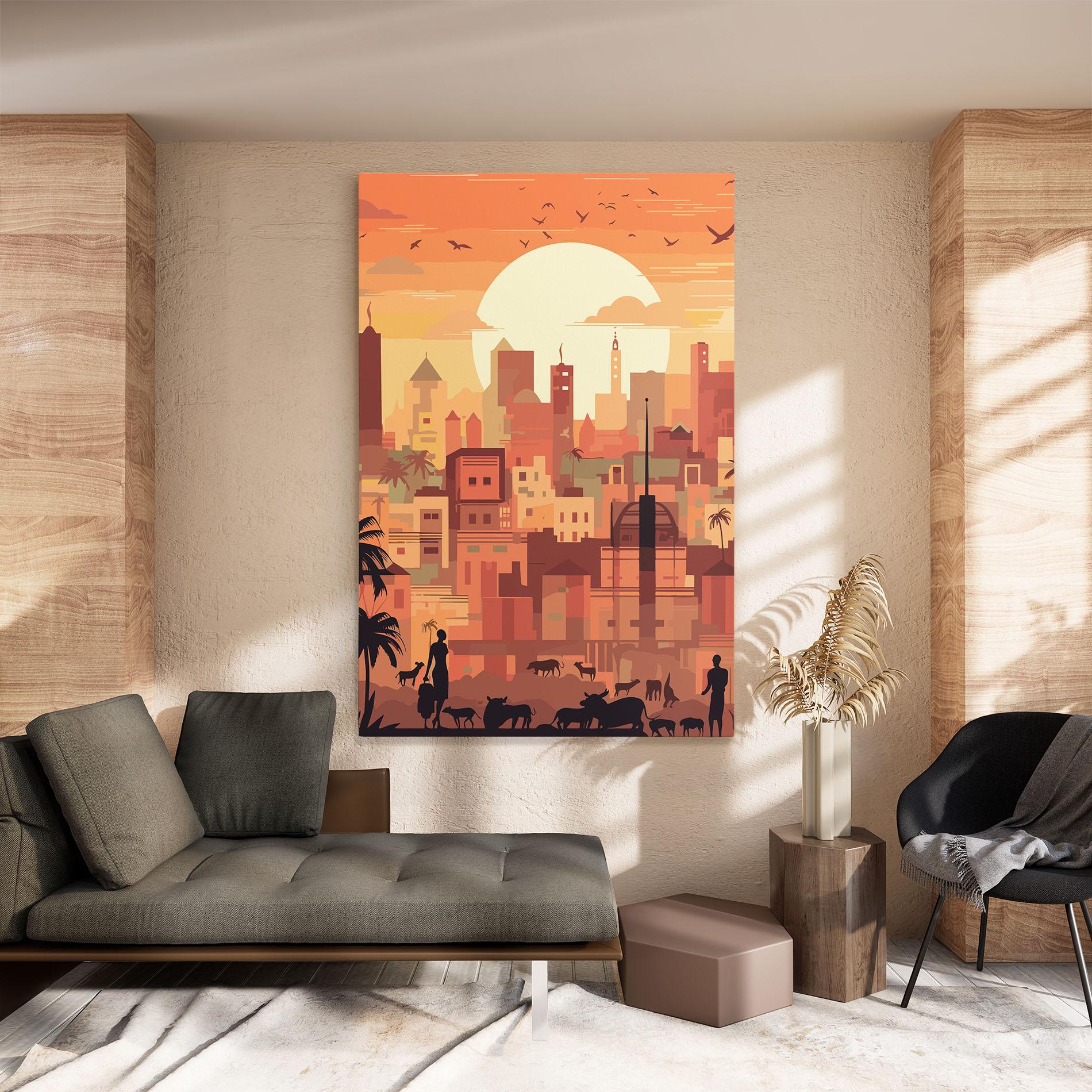 Leinwandbild Africa City Sunset mockup 8