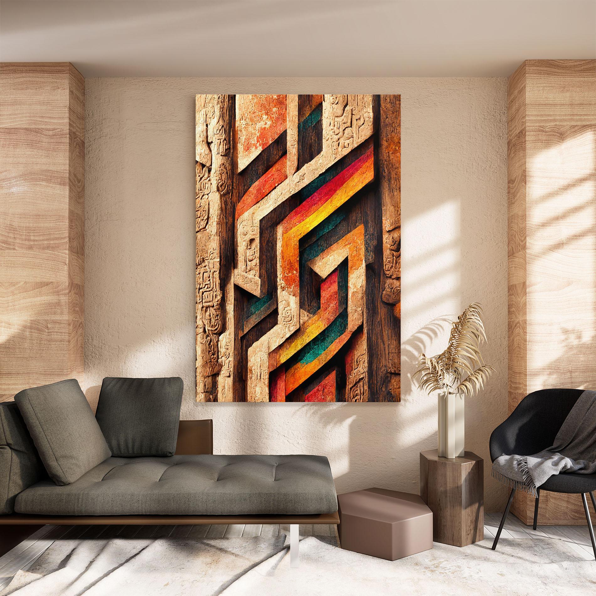Leinwandbild Mayan Style Wood mockup 8