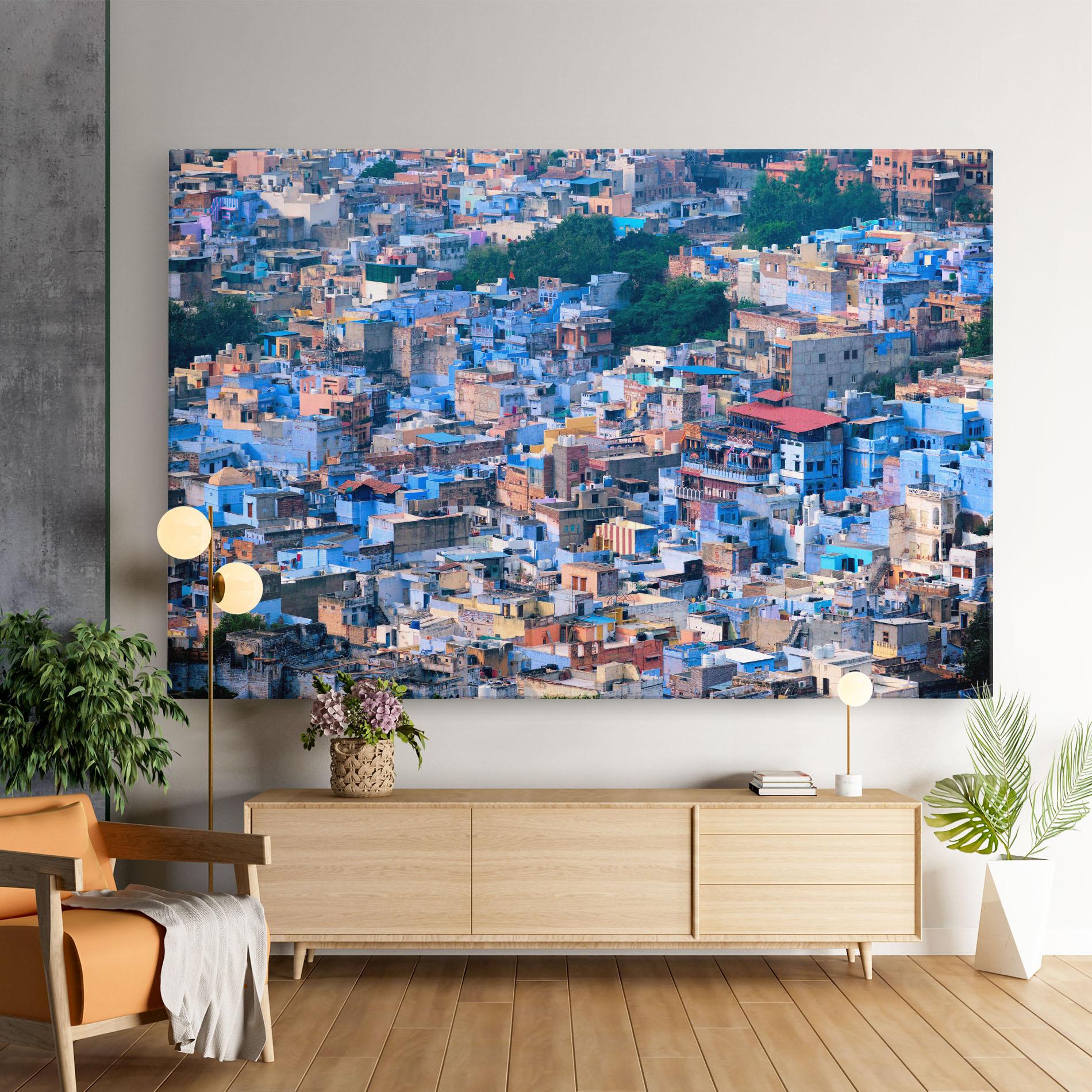 Leinwandbild Blue City India mockup 9