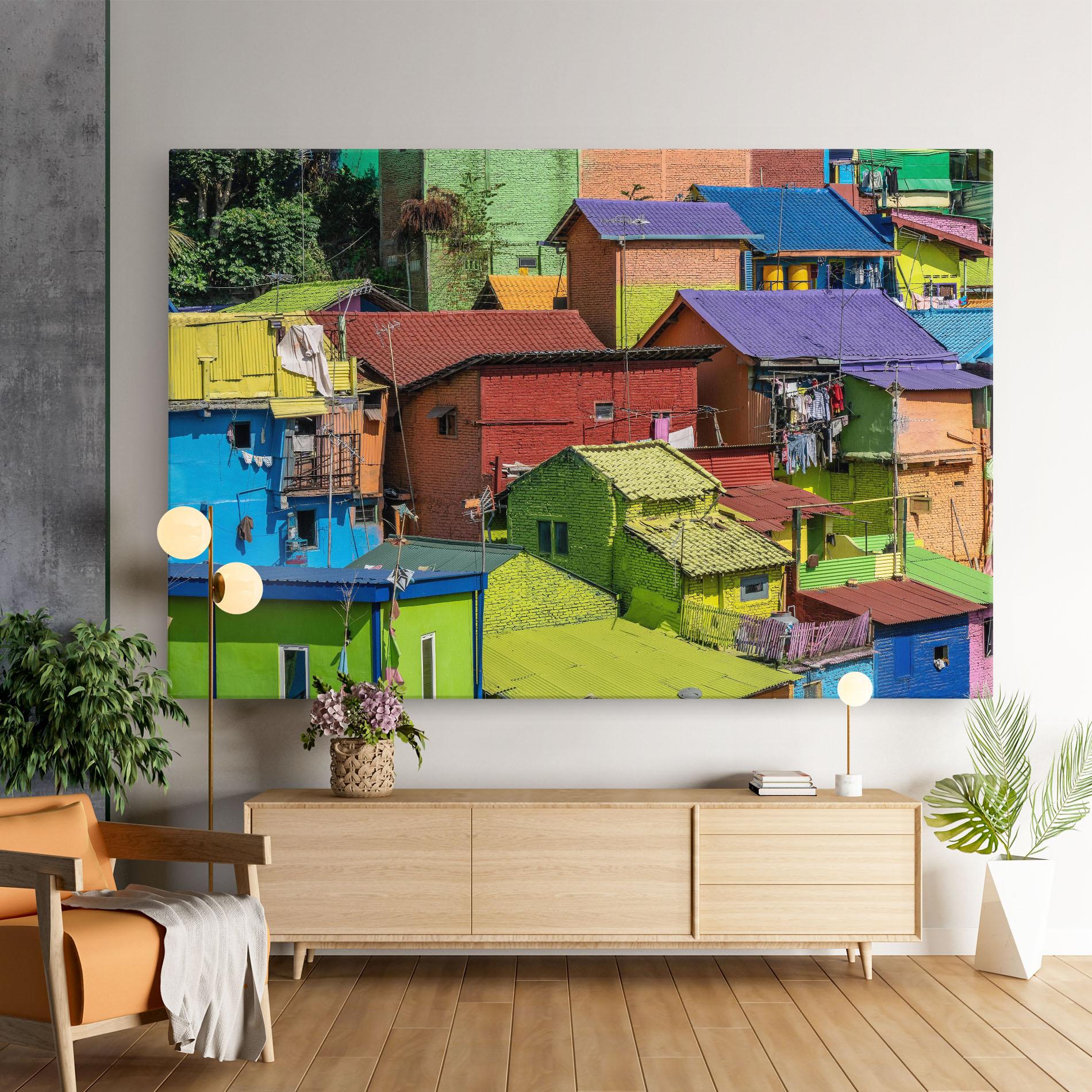 Leinwandbild Colorful Small Houses mockup 9