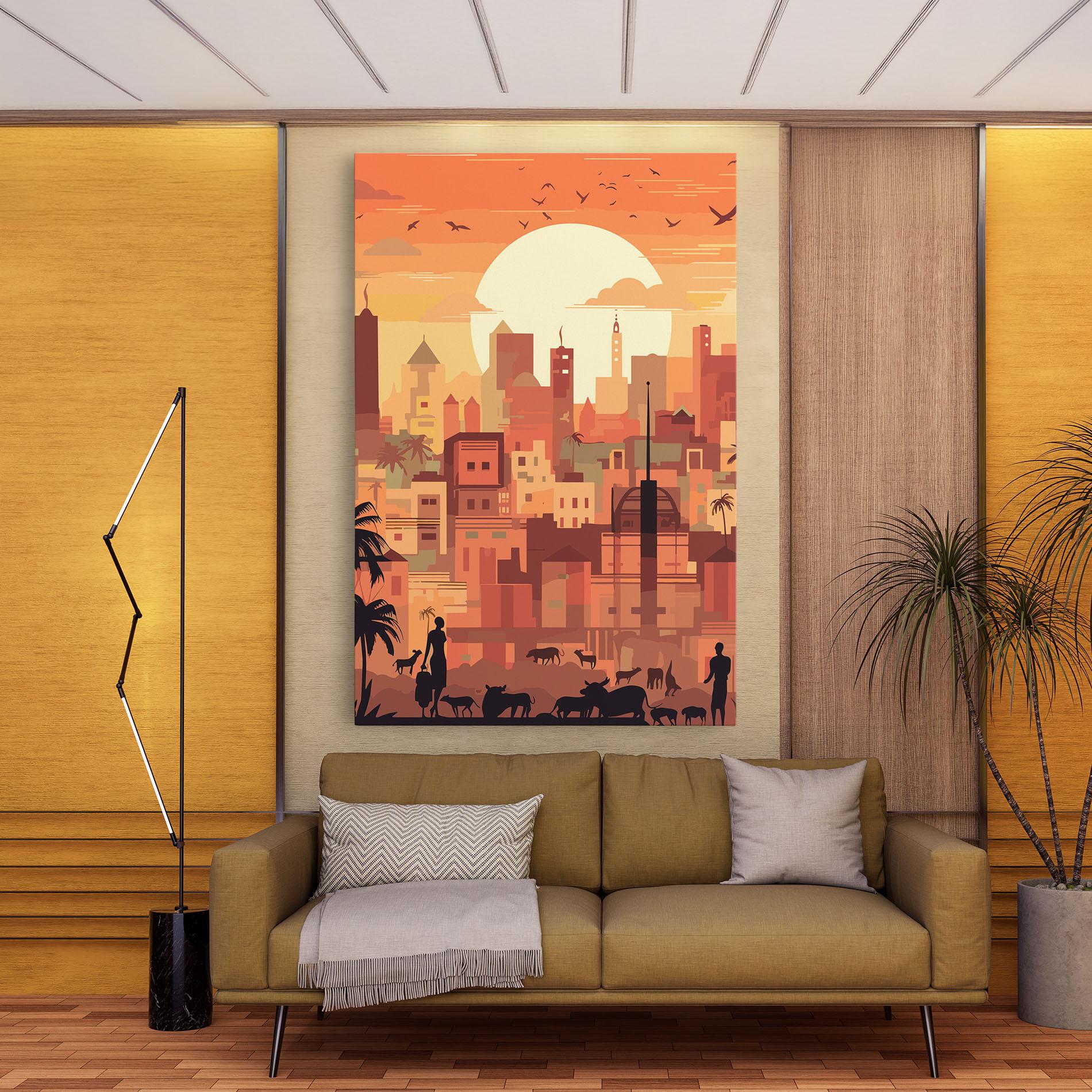 Leinwandbild Africa City Sunset mockup 9