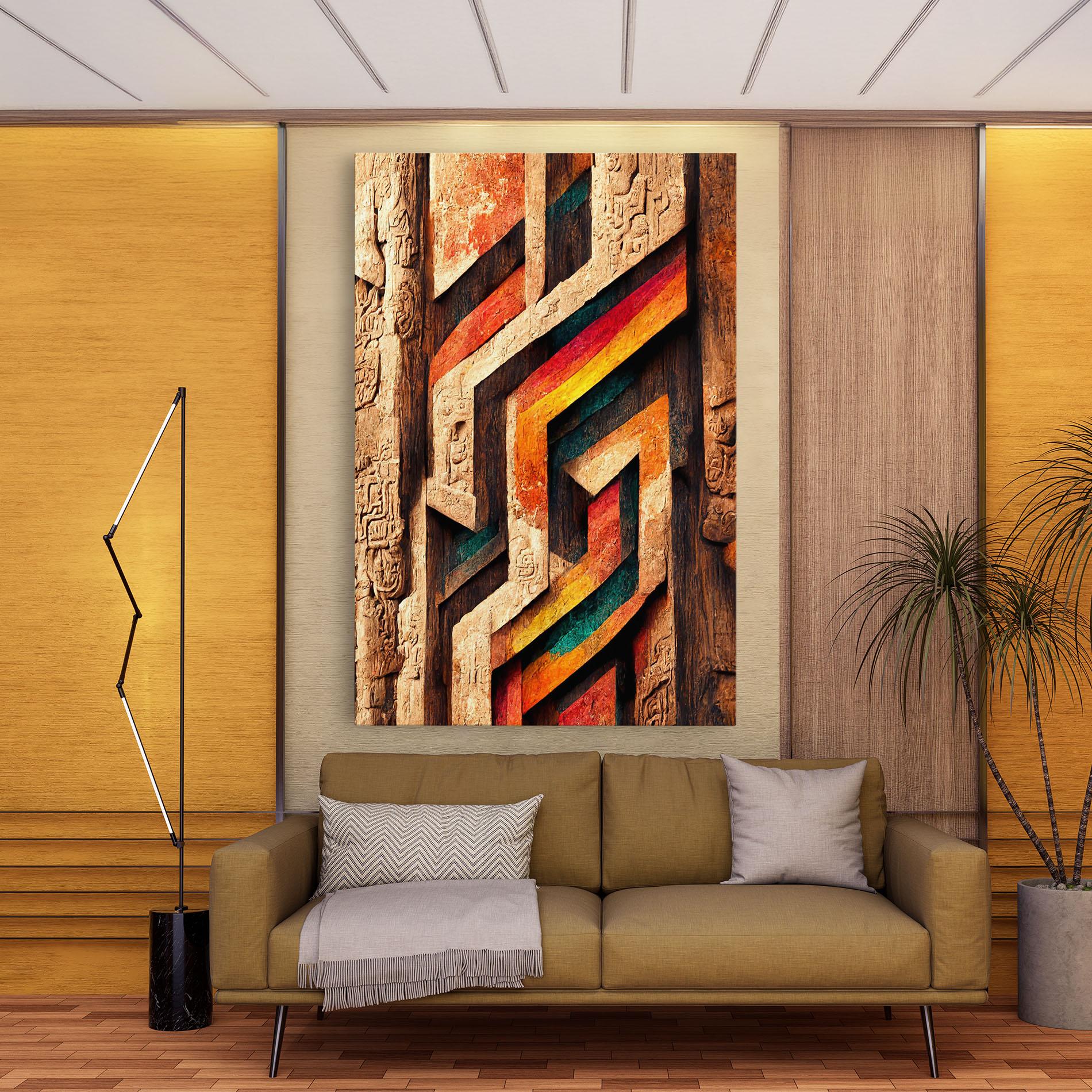 Leinwandbild Mayan Style Wood mockup 9