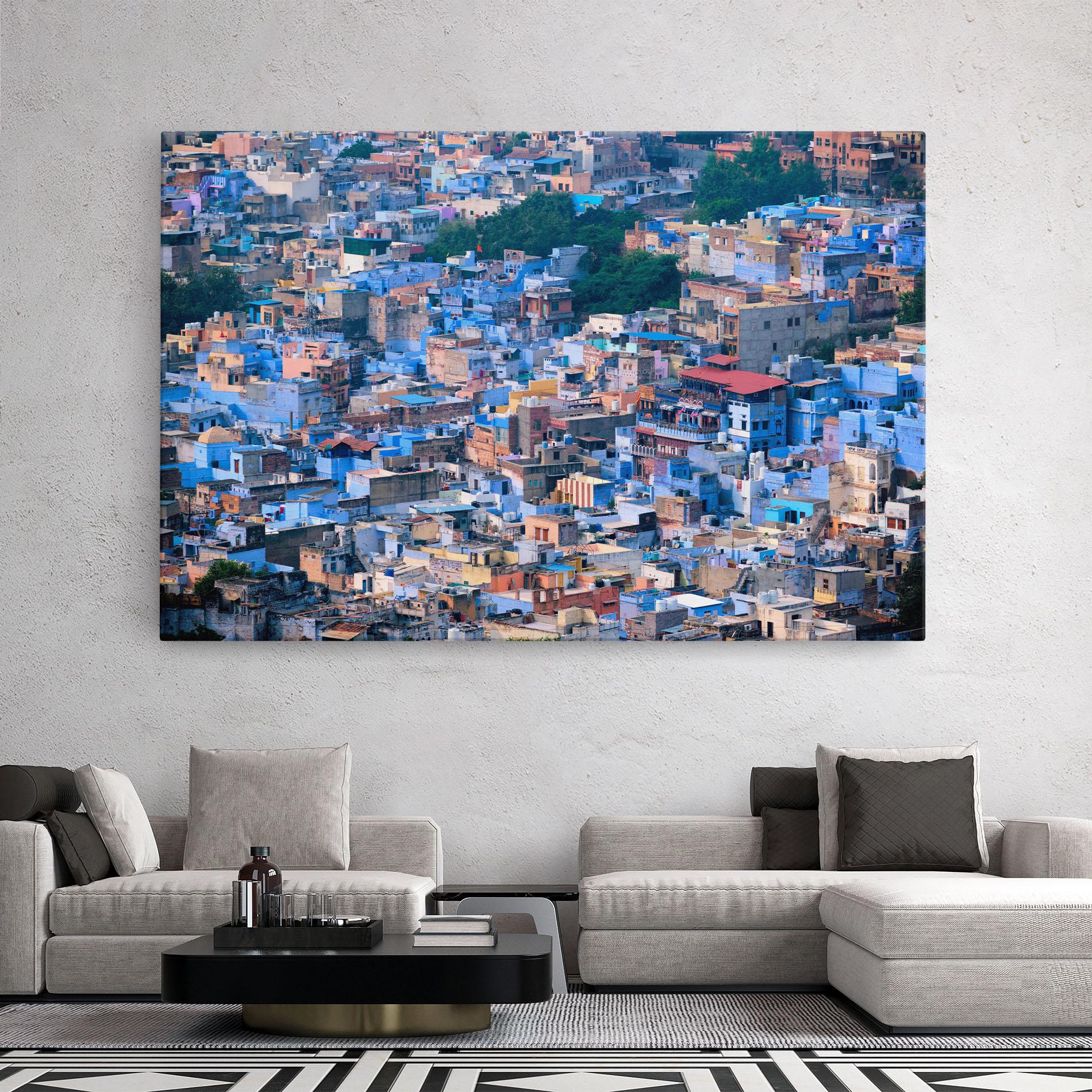 Leinwandbild Blue City India mockup 2