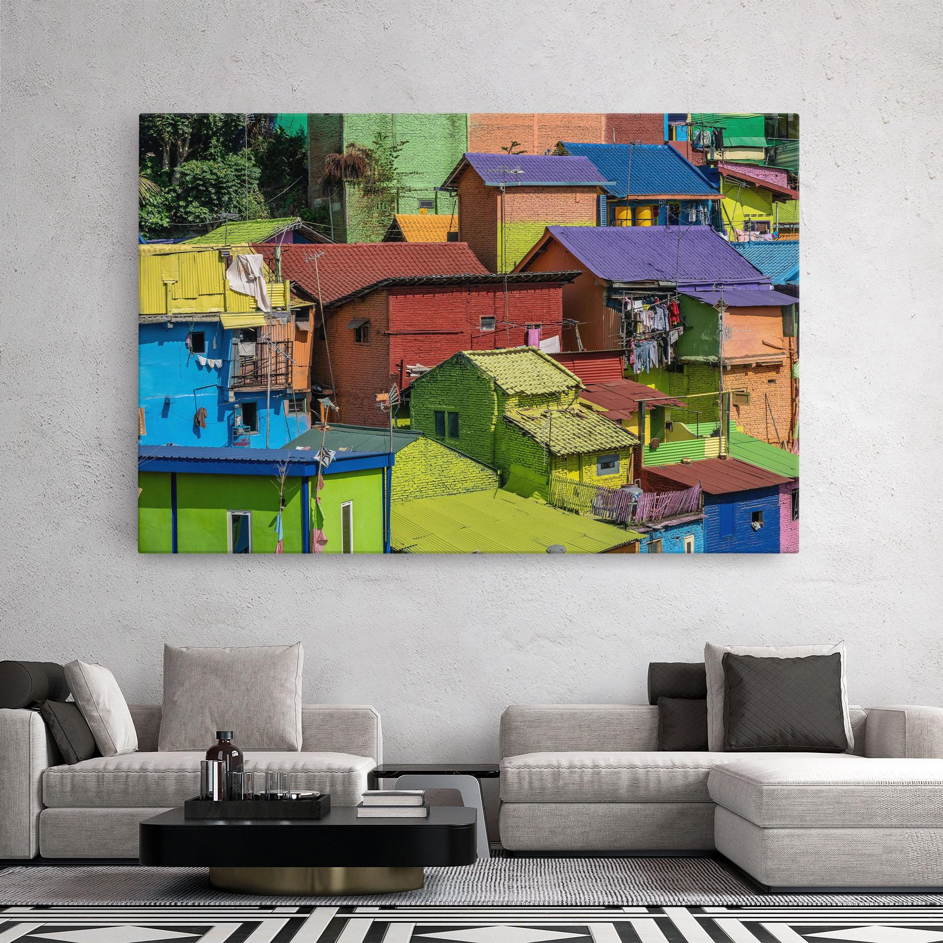 Leinwandbild Colorful Small Houses mockup 2