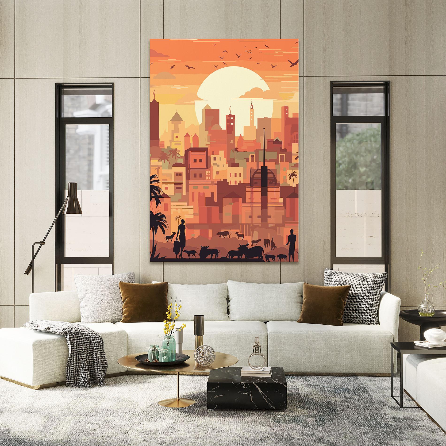 Leinwandbild Africa City Sunset mockup 2