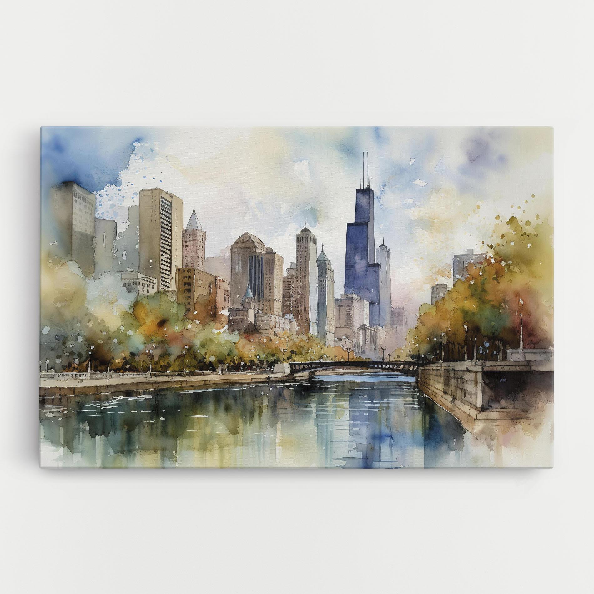 Leinwandbild City Skyline Painting mockup 0