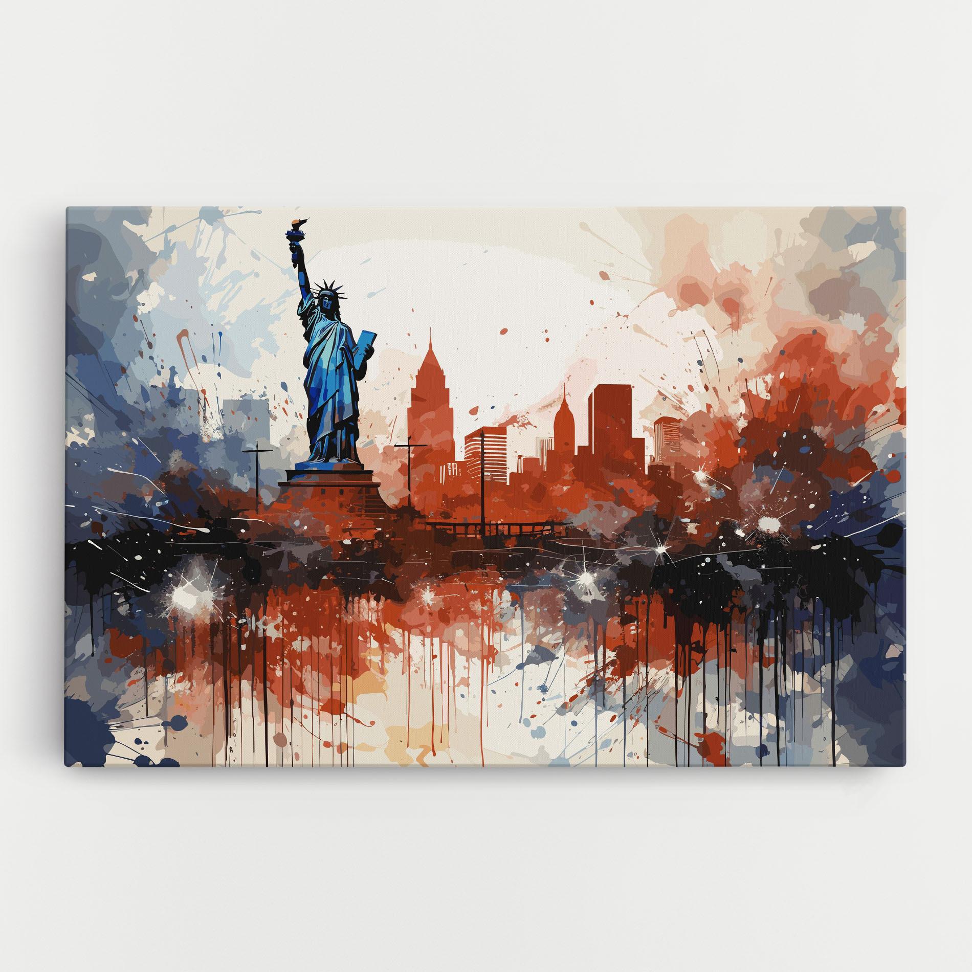 Leinwandbild Red Blue Liberty Statue mockup 0