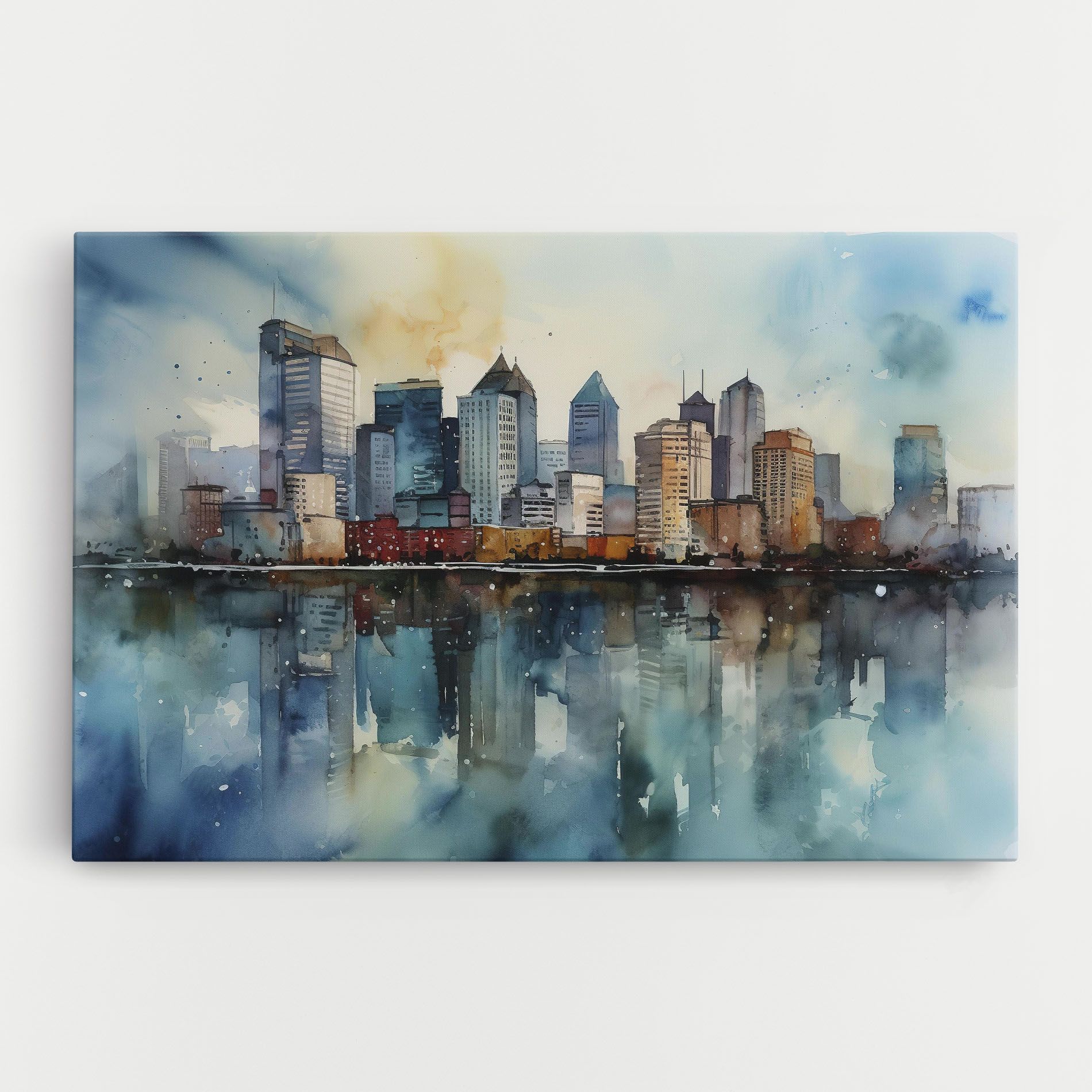 Watercolor City Skyline mockup 0