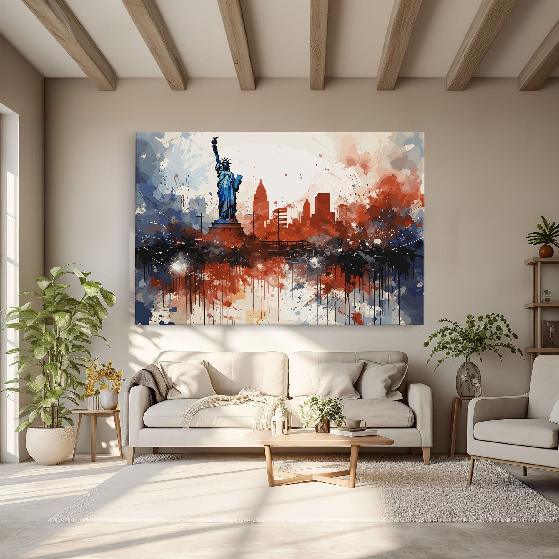 Red Blue Liberty Statue mockup 6