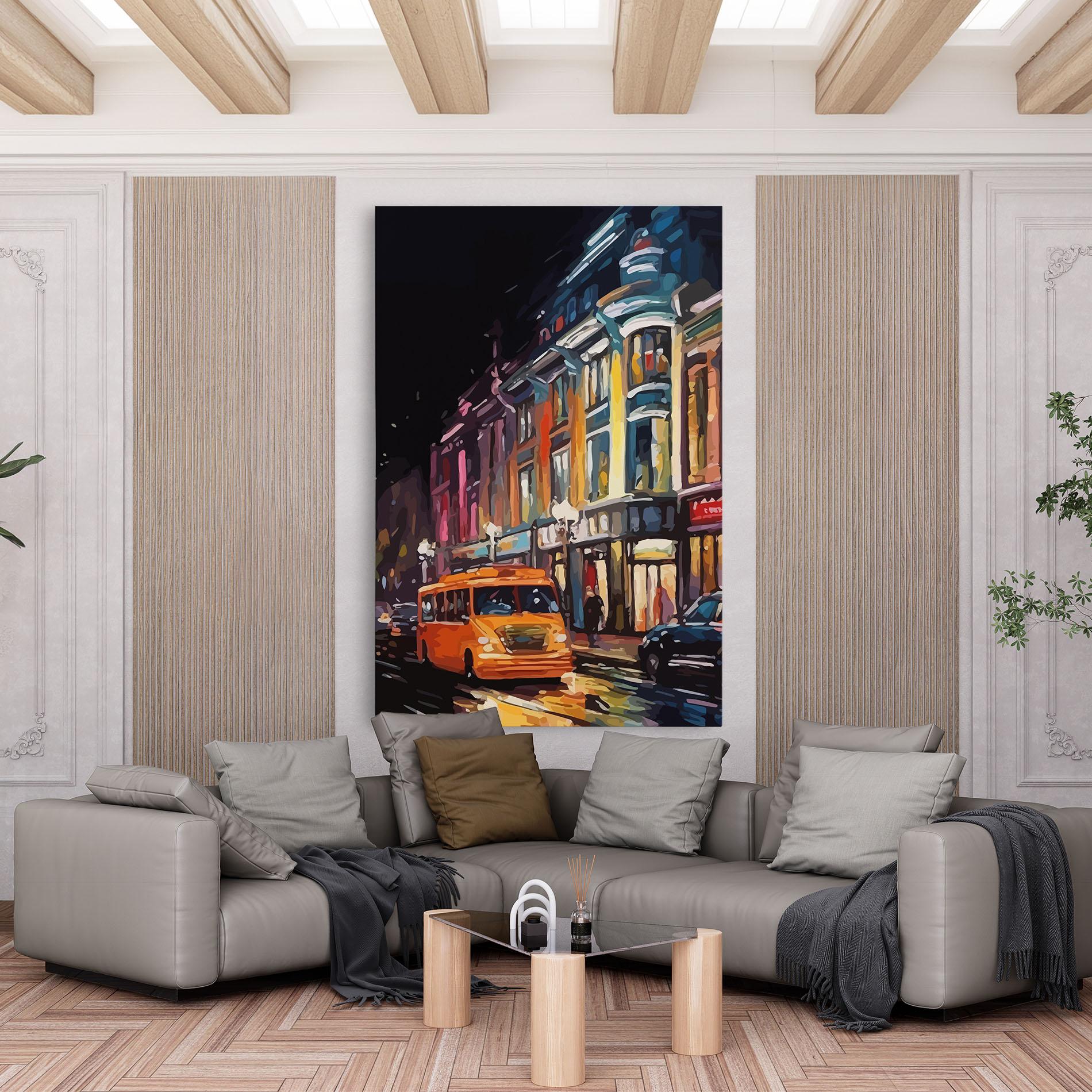 Leinwandbild Yellow Car City Art mockup 6