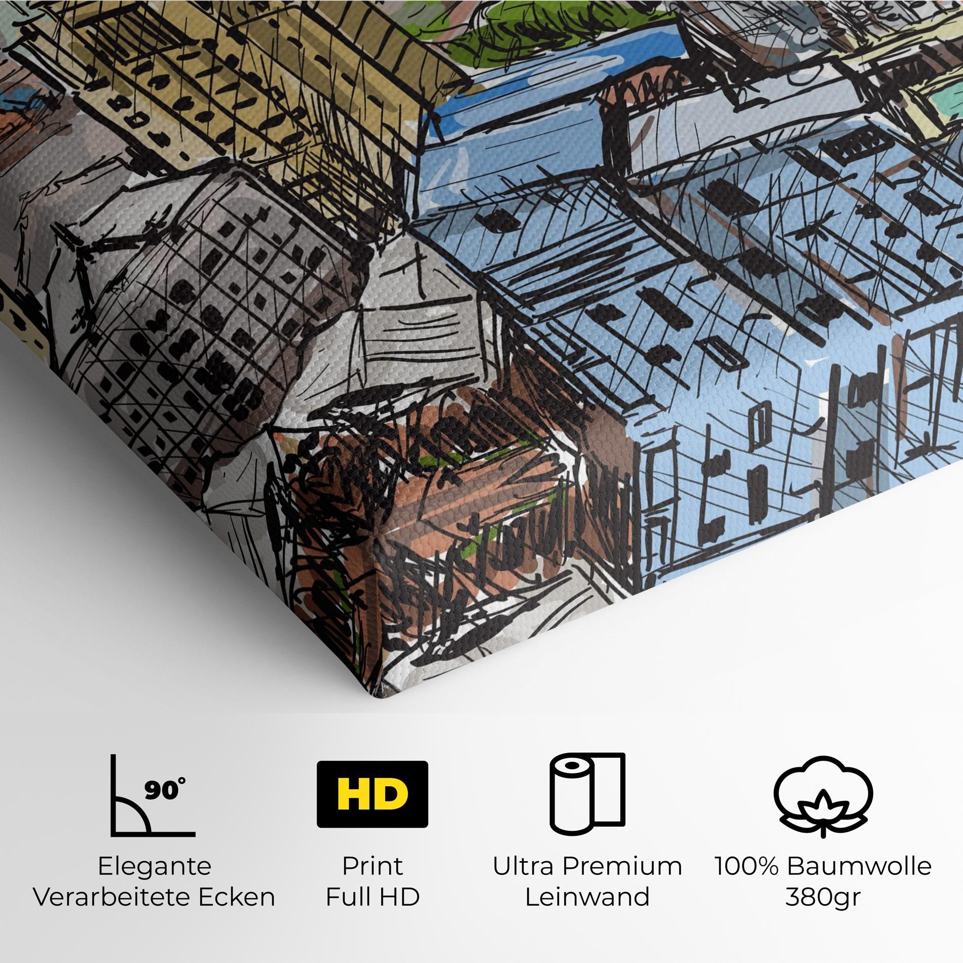 Colorful City Drawing mockup 4