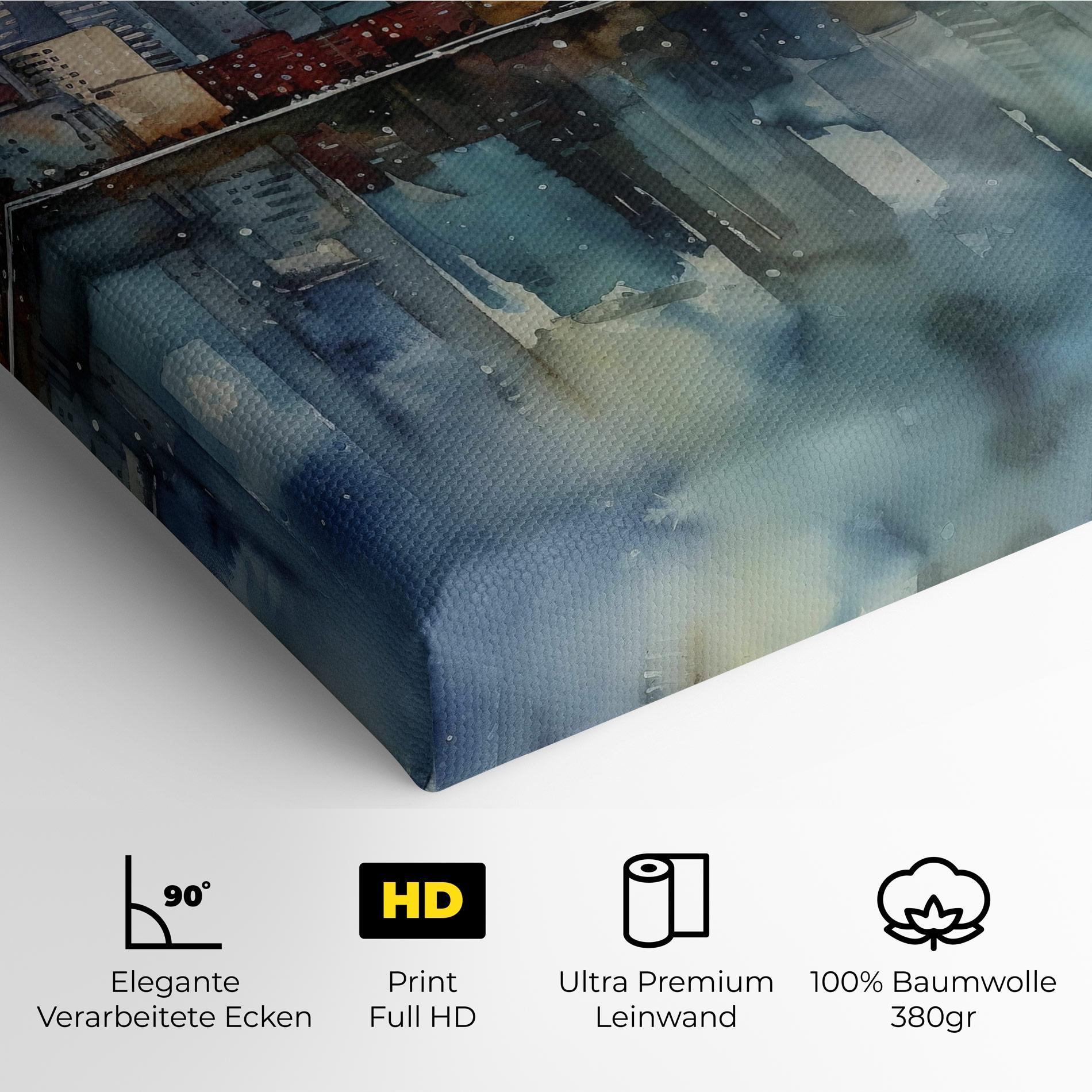 Leinwandbild Watercolor City Skyline mockup 4