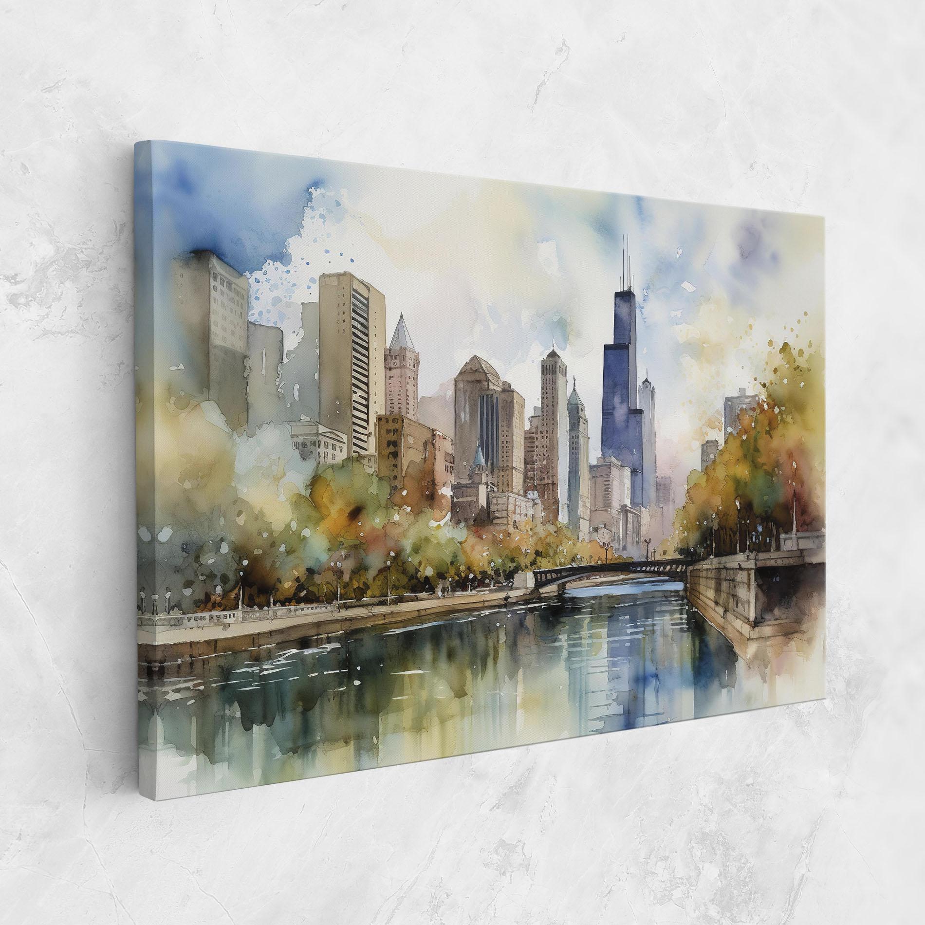 Leinwandbild City Skyline Painting mockup 1