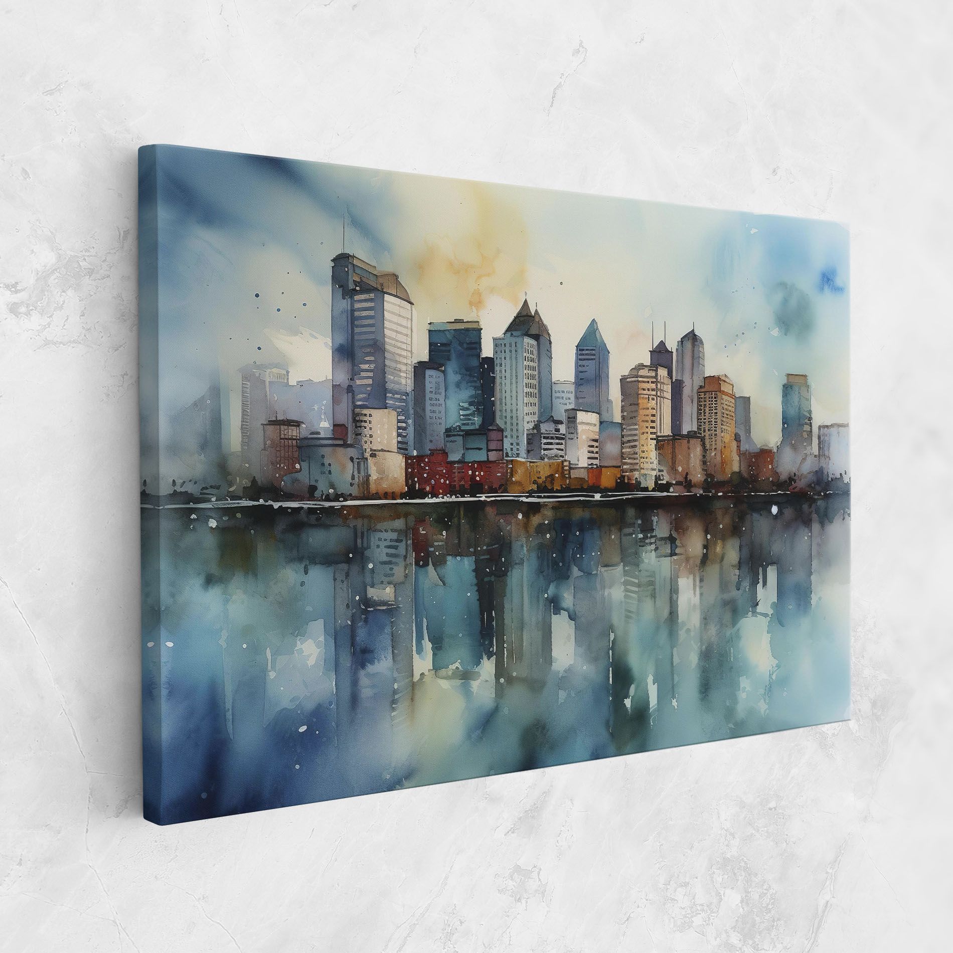 Watercolor City Skyline mockup 1