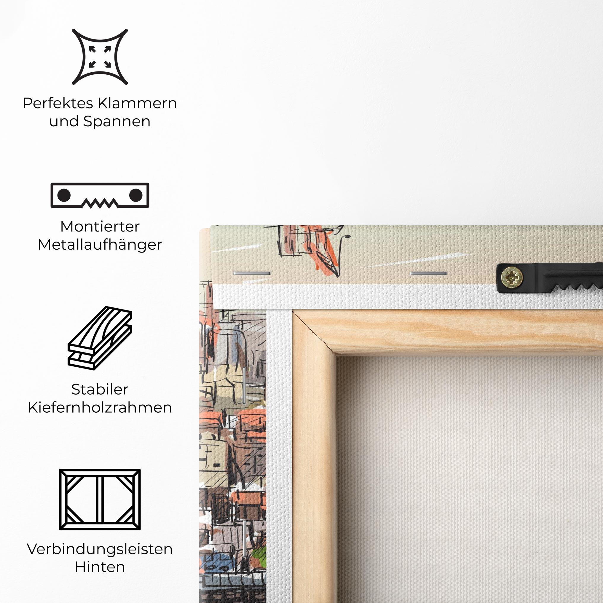 Leinwandbild Colorful City Drawing mockup 5