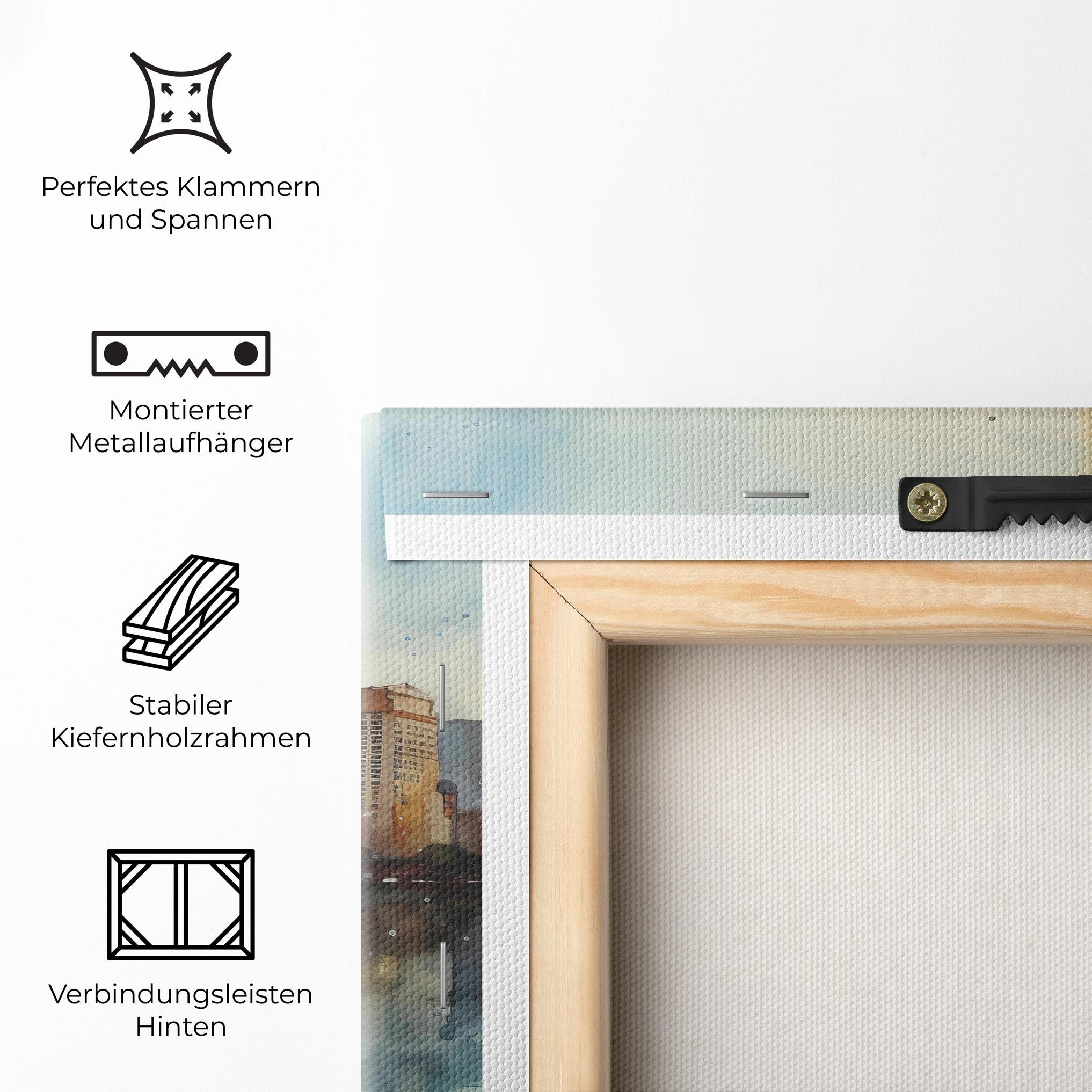 Leinwandbild Watercolor City Skyline mockup 5