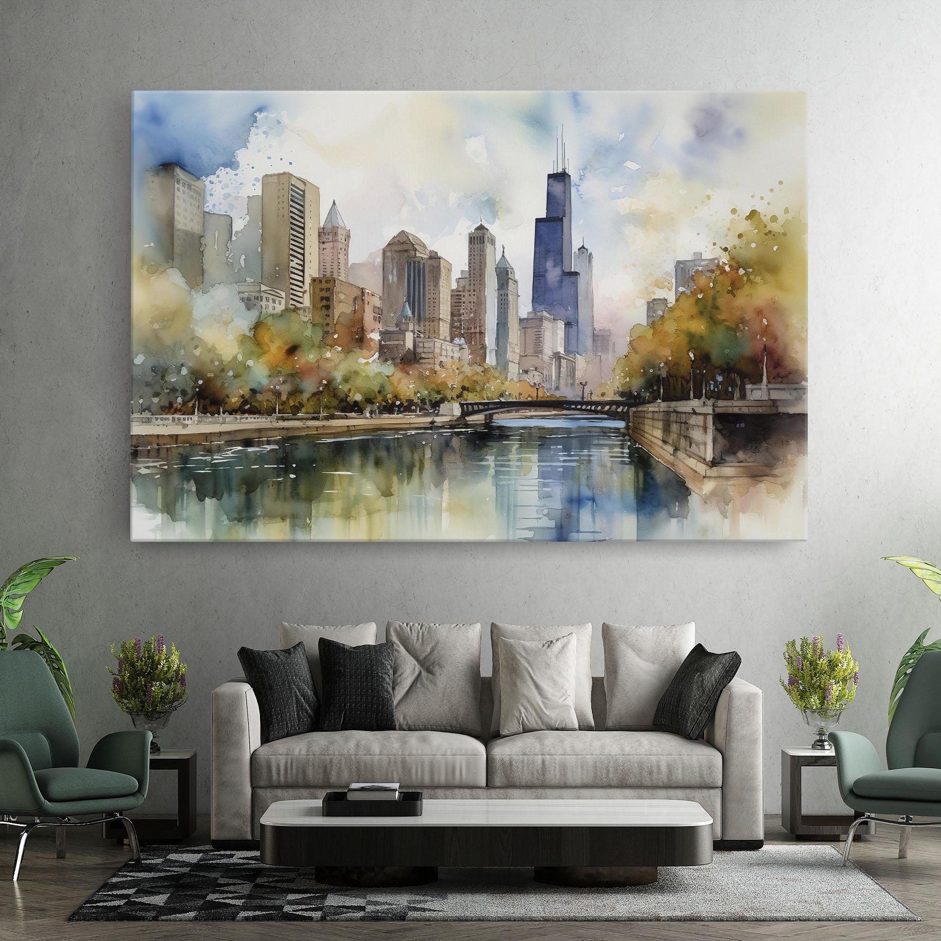 Leinwandbild City Skyline Painting mockup 7