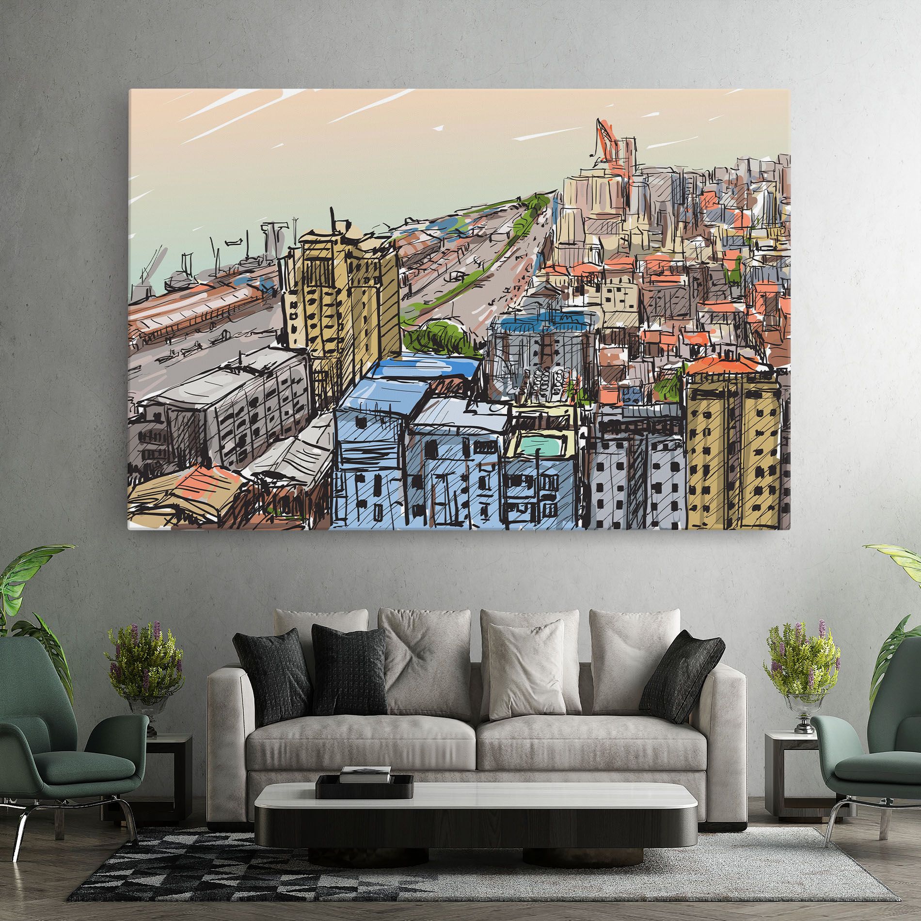 Colorful City Drawing mockup 7